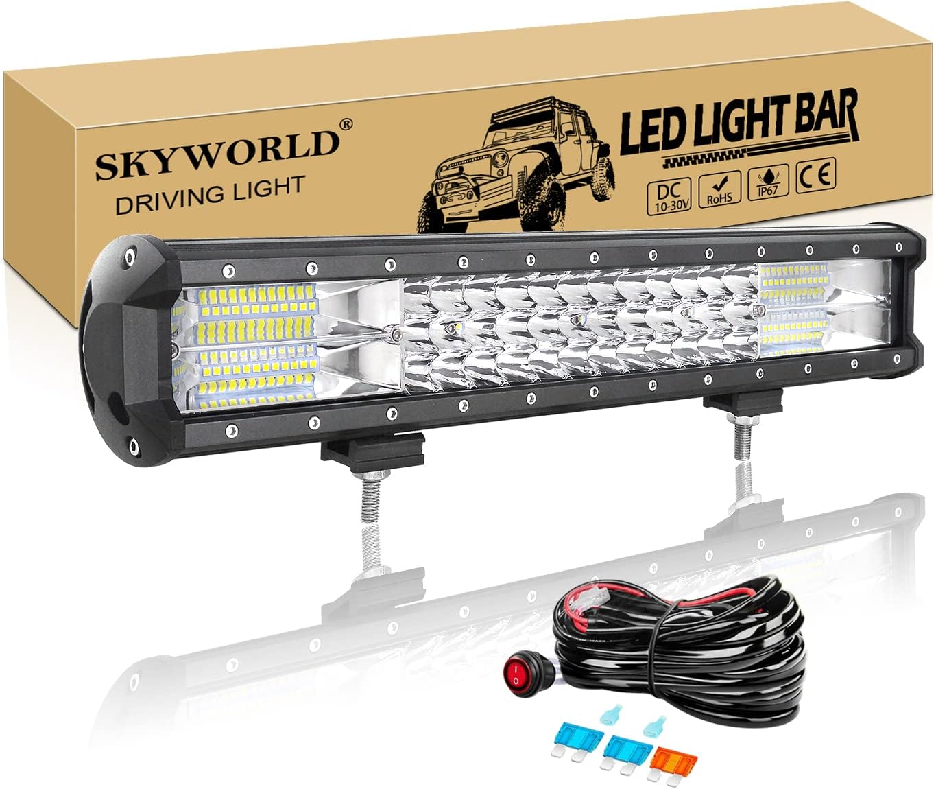 14 Inch 720W Dual Row LED Light Bar - Combo Spot/Flood Beam For Trucks, SUV, ATV (IP68 Waterproof)-553999
