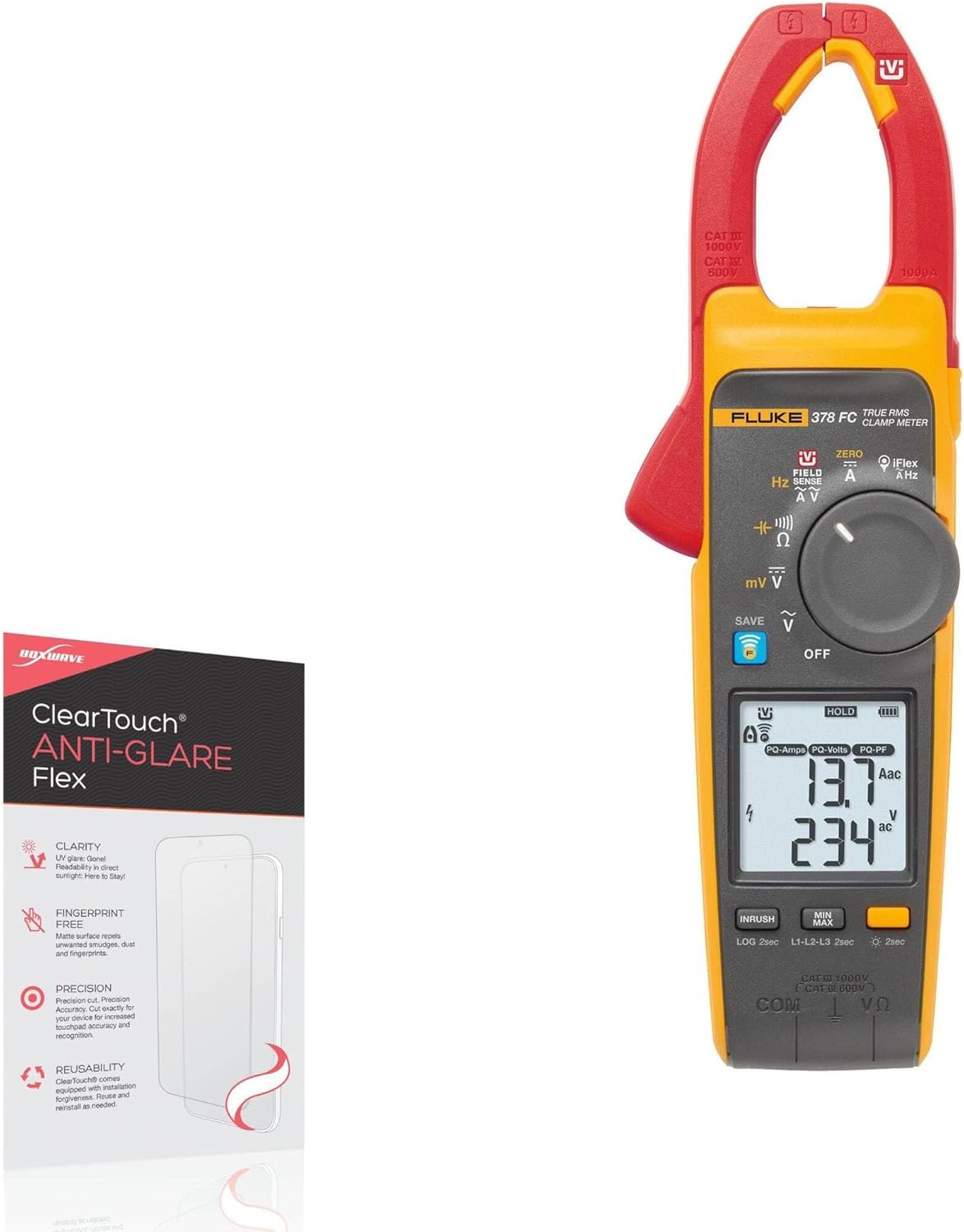 BoxWave Screen Protector Compatible with Fluke 378 FC - ClearTouch Anti-Glare Flex (2-Pack), Anti-Fingerprint Matte Film Skin Curve Coverage