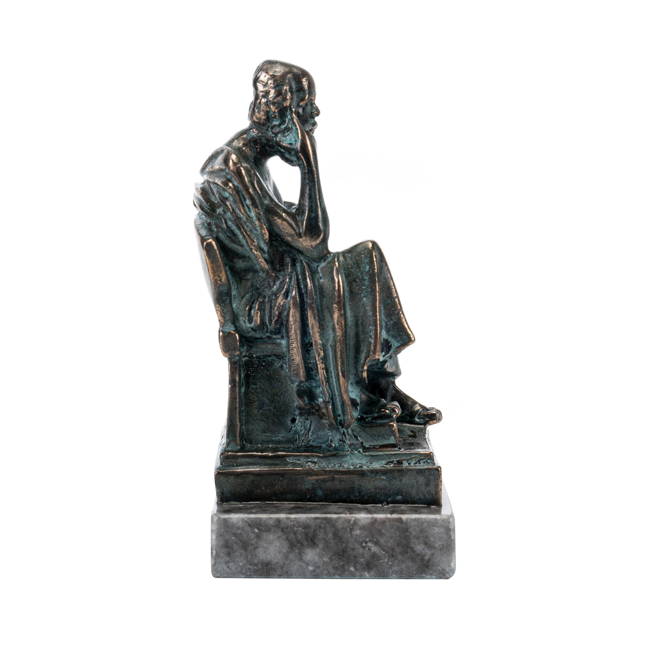 Socrate - Statua in bronzo antico filosofo greco con base in marmo, 14 cm