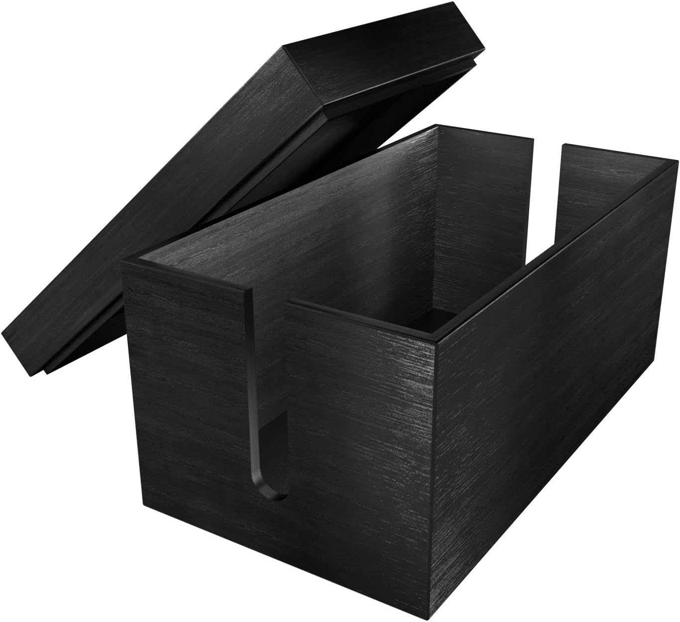 KD Essentials Bamboo cable box (14 x 25.4 x 14 cm, charger cover, cable organisation, natural material, black)