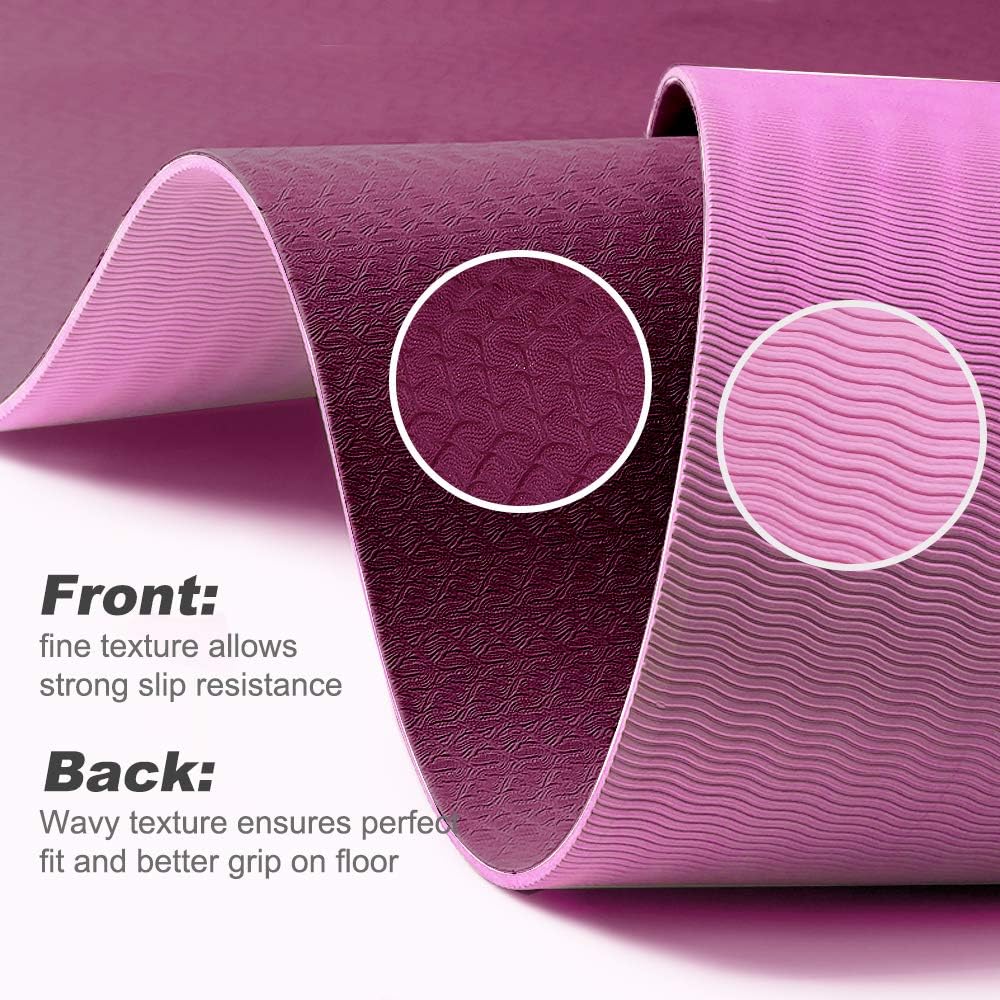 ATIVAFIT Non Slip TPE Yoga Mat Exercise & Workout Mat with Carrying Strap Perfect for Yoga Exercise, Extra Large - 72x23.2x0.24 Inch
