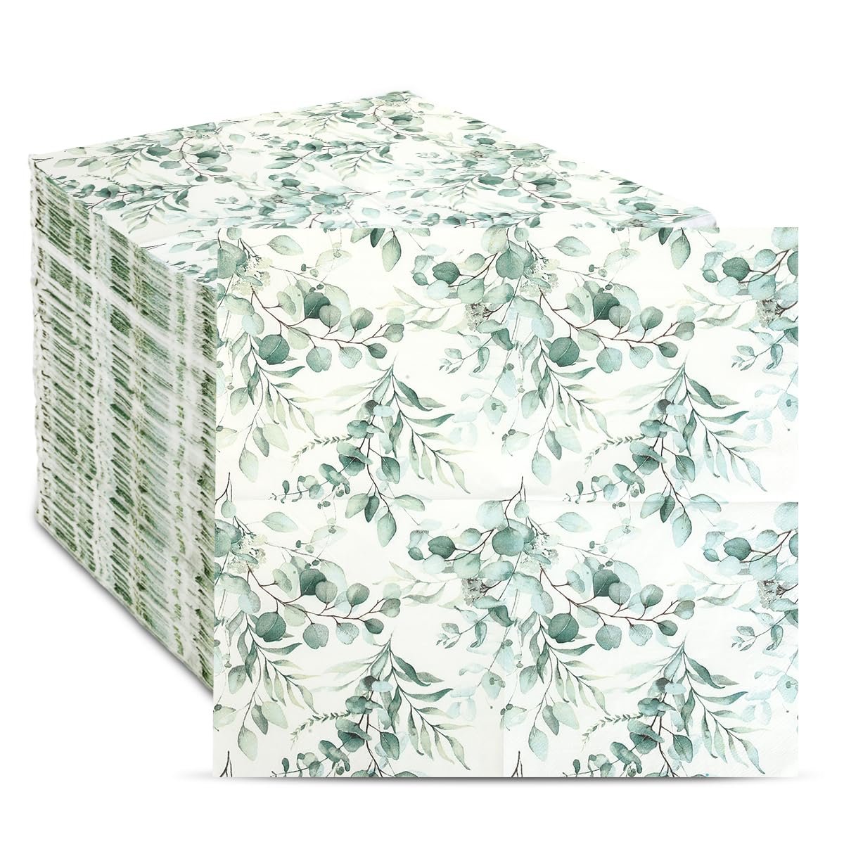 200 servilletas de papel desechables de hojas verdes, servilletas de papel decorativas para baño, baby shower, boda, fiesta de cumpleaños, decoración de mesa (16,5 x 16,5 cm)