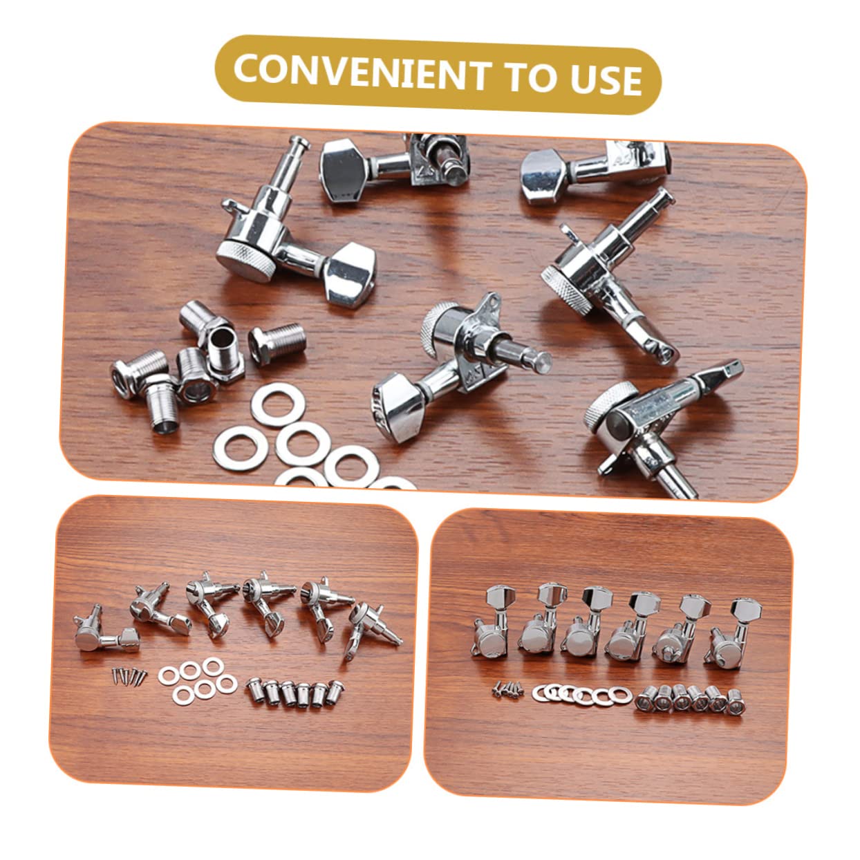 Levemolo Replacement Tuners 6l Chrome Square Head Tuning Pegs Zinc Alloy Material for Guitar Tuning