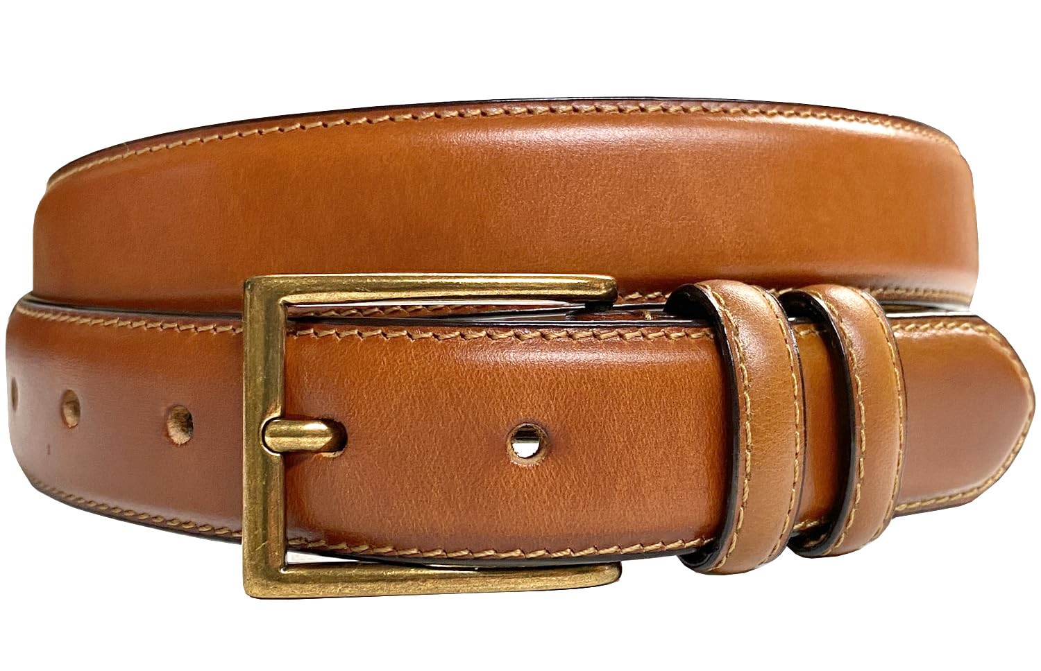 HJ-10 Men's Oil-Tanned Genuine Leather Dress Classic Belt 1-1/8