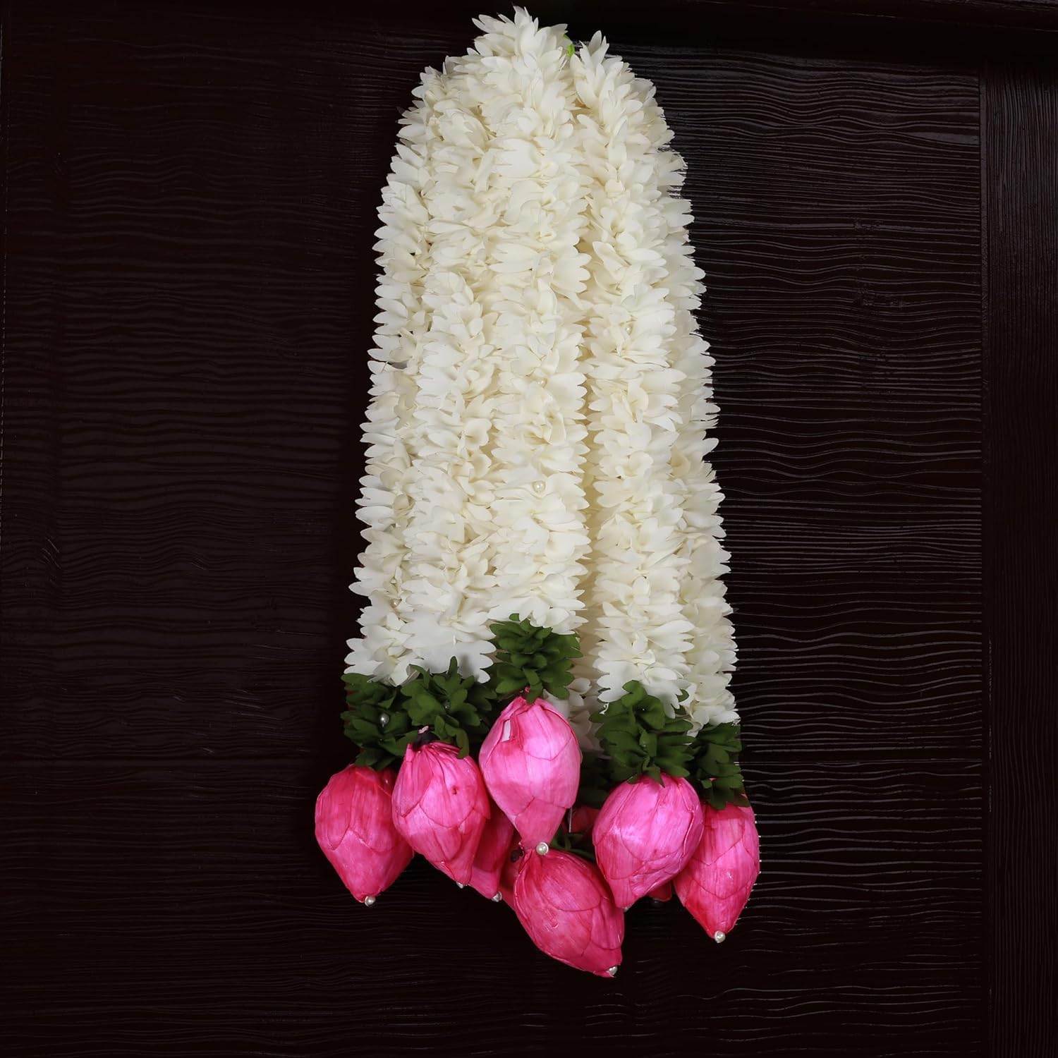 The Decor Affair 10 Pcs Artificial Mogra Jasmine Garlands with Lotus Buds – A Majestic Choice for Varalakshmi Vrat & Diwali Home Adornments
