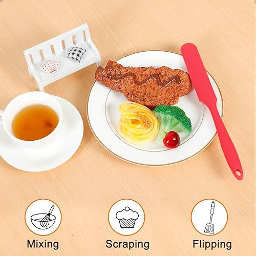 Miniatura 6 de uxcell Espátula de silicona resistente al calor anti-arañazos cocina Turner antiadherente tarro espátula para cocinar hornear y mezclar herramienta