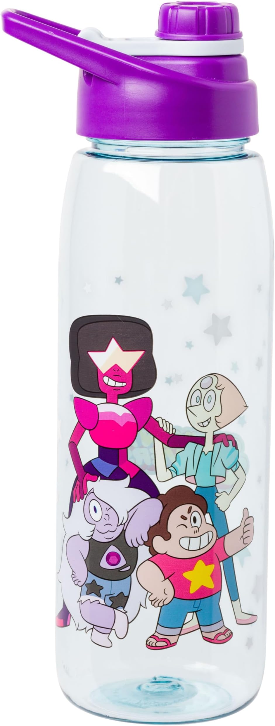 Silver Buffalo Steven Universe Featuring Garnet, Pearl, and Amethyst Water Bottle with Screw-On Lid, 28 Ounces