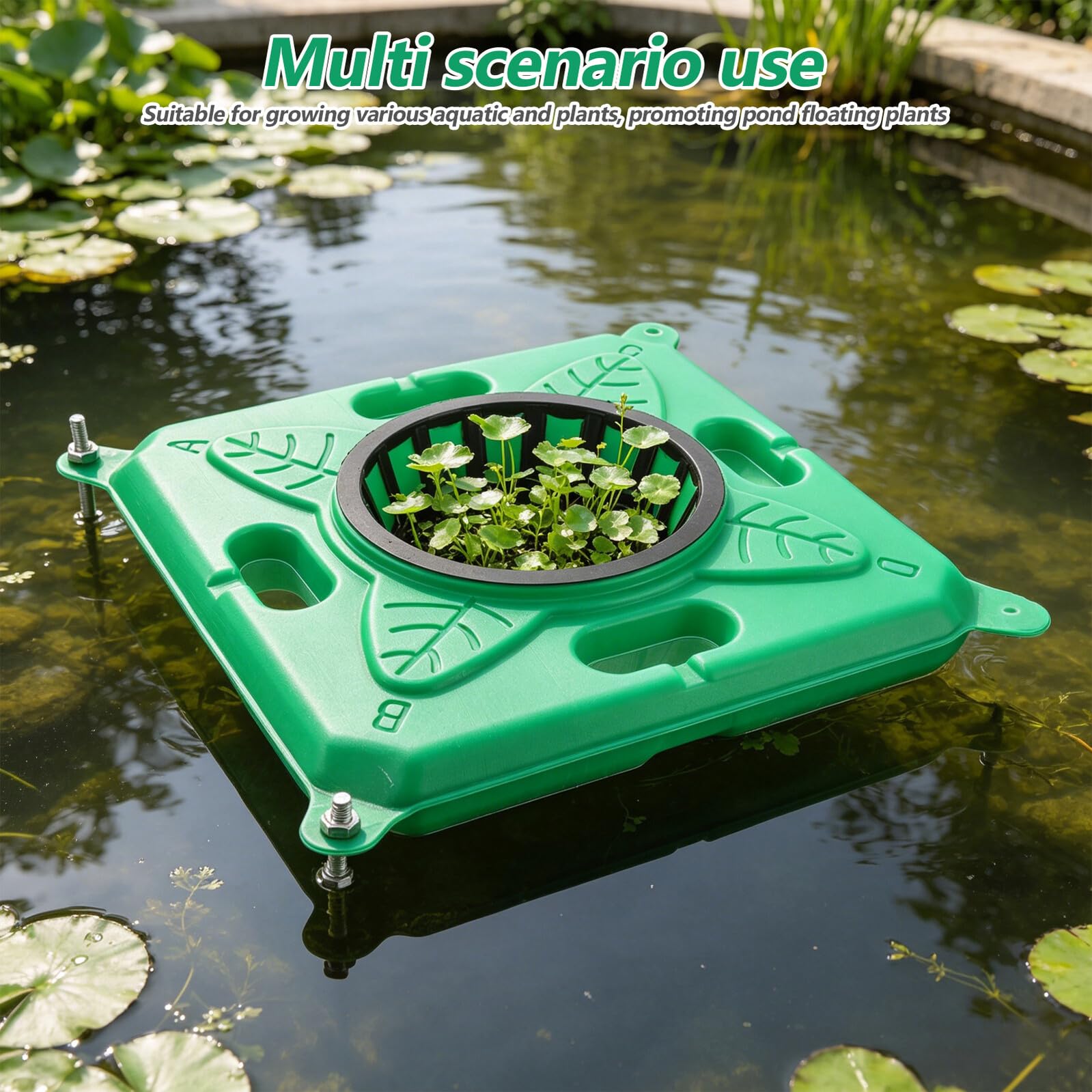 BETOOKY 2 Set Fioriere Galleggianti per Laghetto Grandi Isola Galleggiante per Piante Acquatiche Vaso Ecologico Quadrato per Laghi e Acquari Resistente e Facile da Montare
