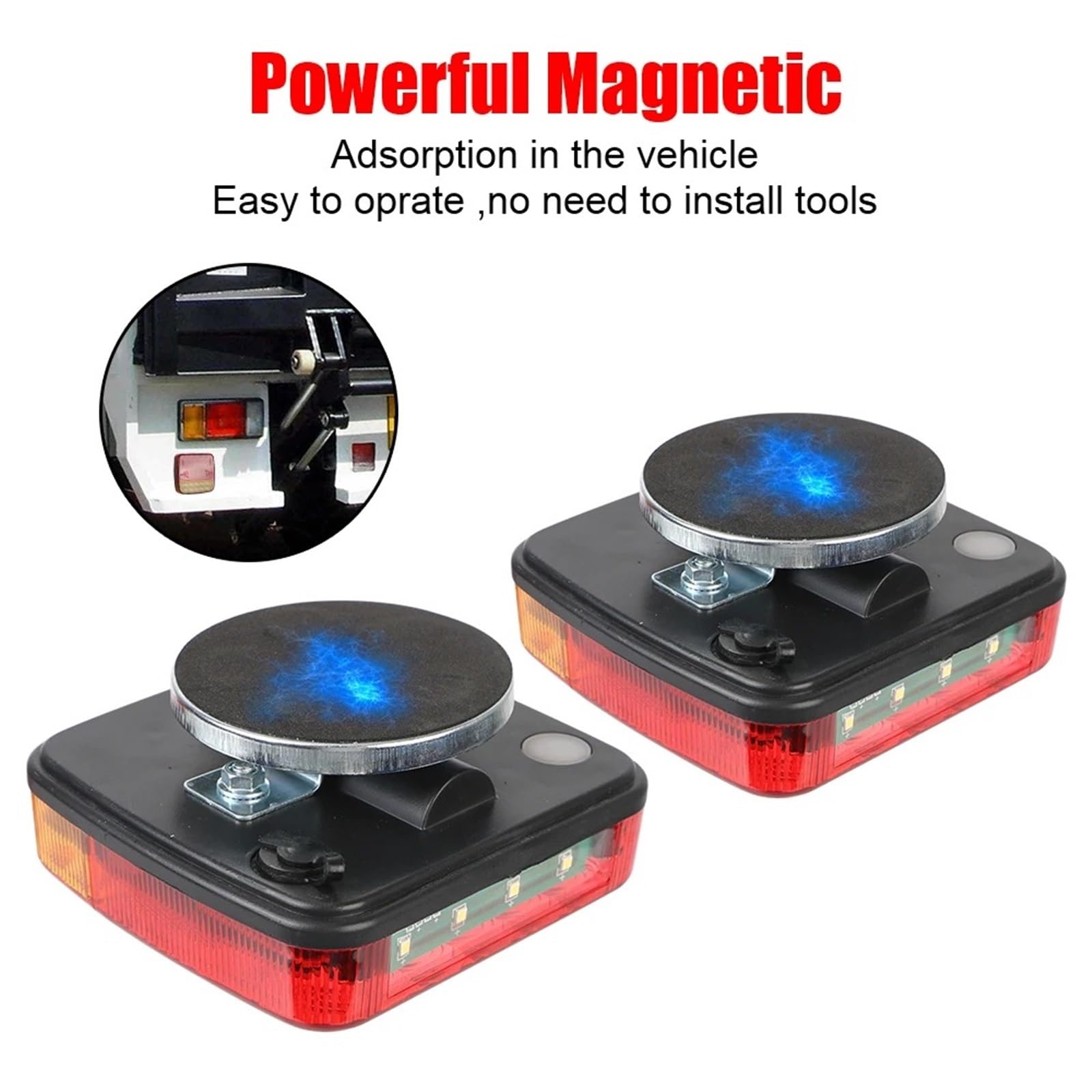 Remolque trasero Luces Traseras Camión Lente Reflectante Inalámbricas Recargables Luces Freno LED Luz Señal Giro Trasera Remolque Caravana Autocaravana Camión Lámpara Trasera
