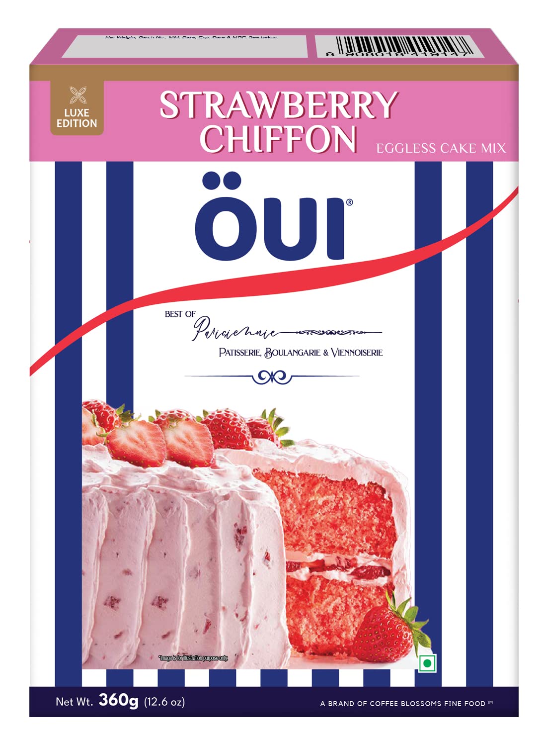 OUI Signature Edition Strawberry Chiffon Mix I Eggless recipe I Instant Cake Mix | 3 Step - Prep, Mix & Bake | 250g