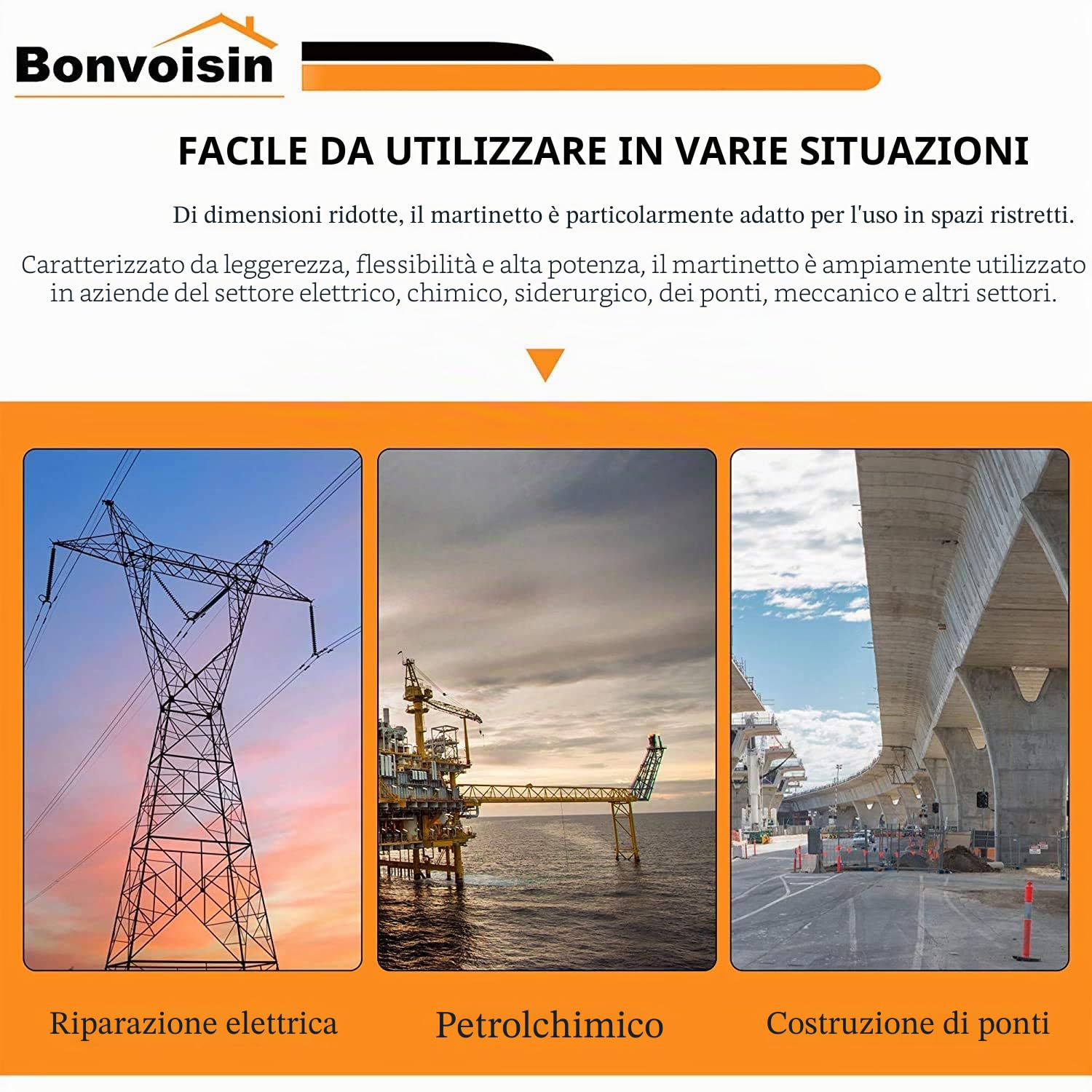 Bonvoisin 20T Martinetto Idraulico, Sollevamento da 50mm, Altezza 106mm, per La Costruzione di Macchinari/Ponti/Edifici (RSC-20T)