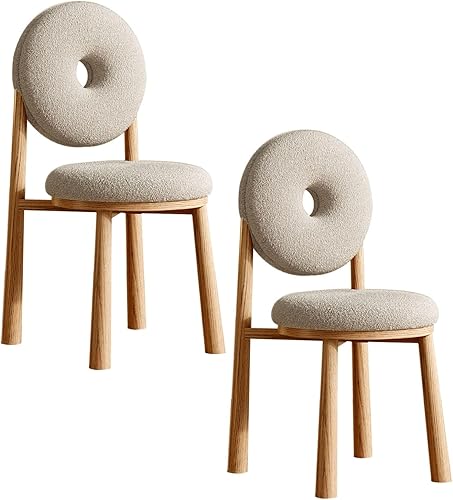 Miniatura 21 de JKGHK Donut Dining Chairs, Upholstered Kitchen Chairs with Back, Armless Living Room Chair with Metal Legs, Plush Accent Chair for Bedroom, Balcony,