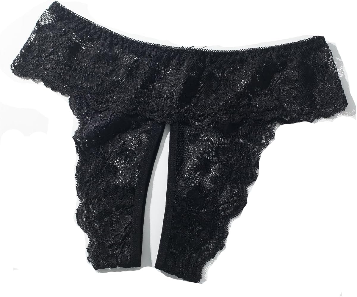 Women Sexy Panties Plus Size Underwear Lace Thongs | Floral Lace and Mesh Stitching Low Rise G-String Cheeky Underpants