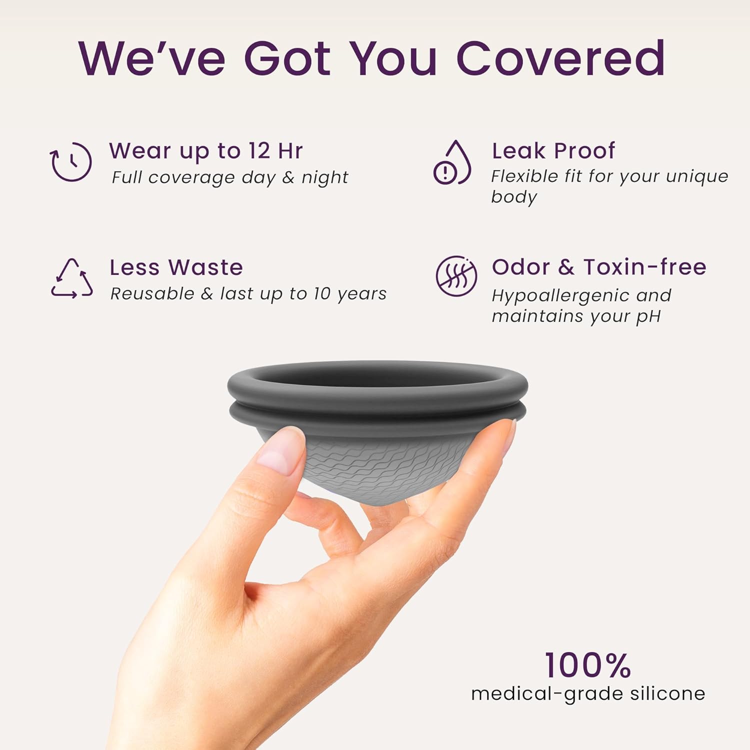Ecoblossom Reusable Menstrual Disc - Large Menstrual Cup - Soft Period Disc for Women Designed with Flexible, Medical-Grade Silicone Period Cup (Large, Black) - Image 3