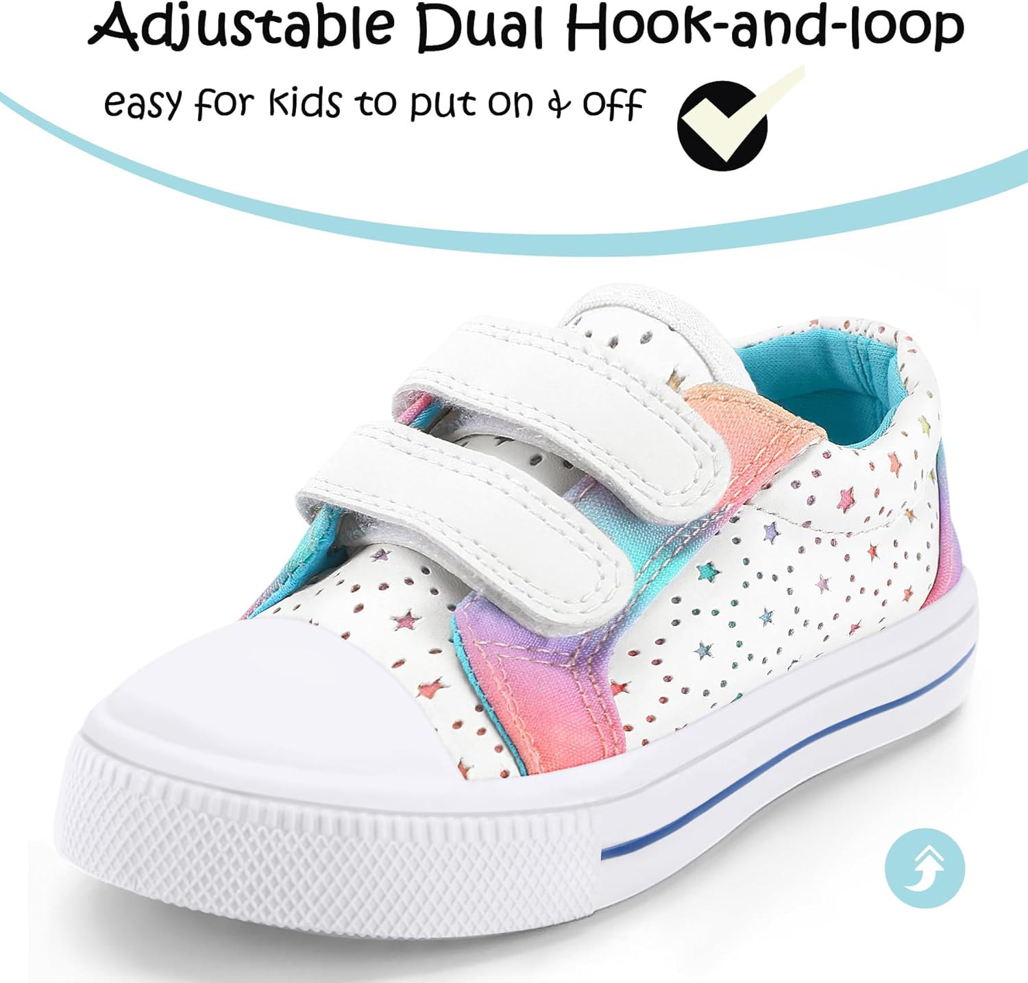 K KomForme Toddler Boys & Girls Shoes Kids Canvas Sneakers with Cartoon Dual Hook and Loops - Image 3