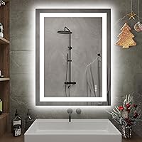 Vista 11 de Espejo de baño LED de 24x30 pulgadas con luces, función antivaho, regulable, retroiluminado + iluminación frontal, espejo de tocador inteligente