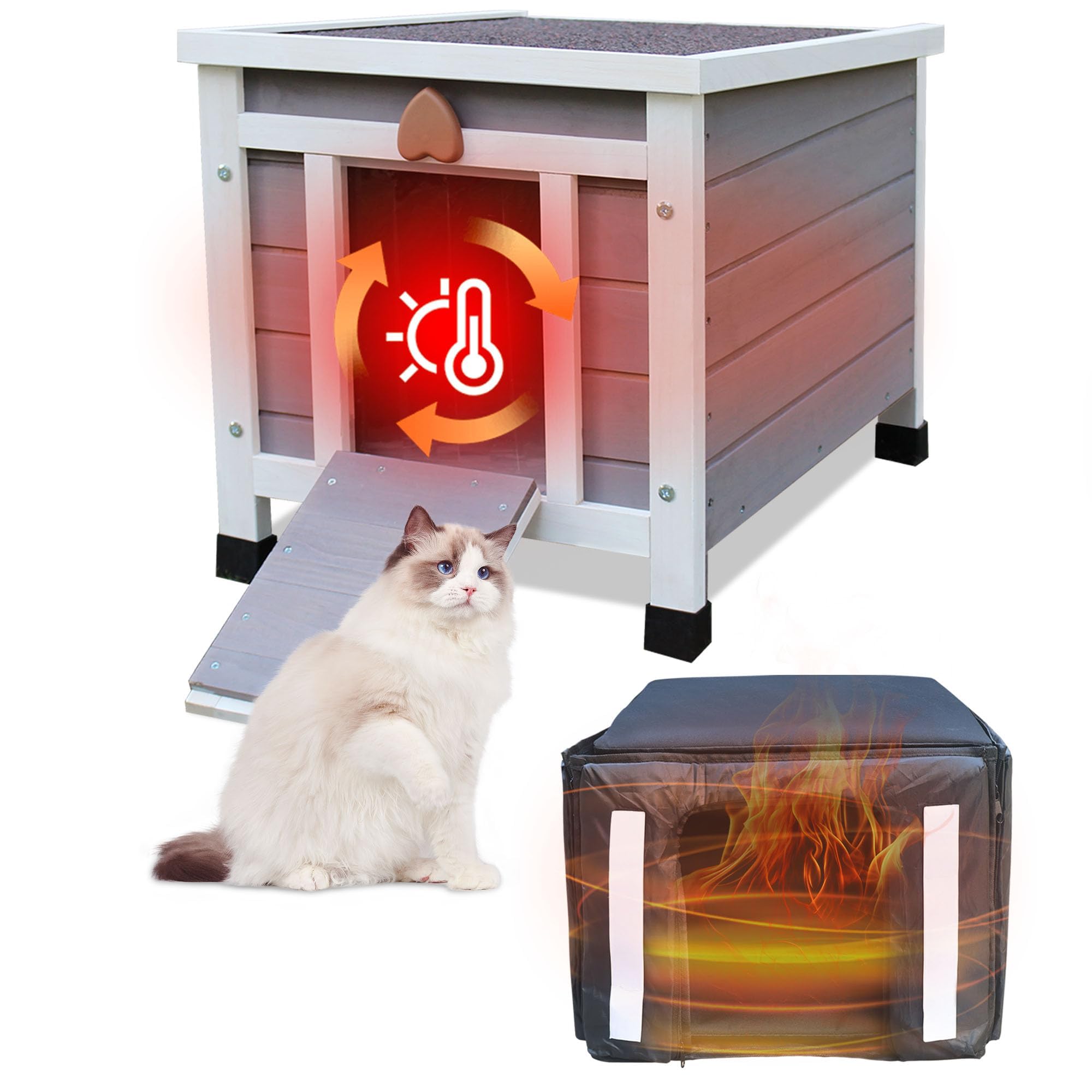 Feral Kitty Niche pour Chat Extérieur avec Doublure Isolée pour l'hiver Imperméable Clapier pour Lapin Chat