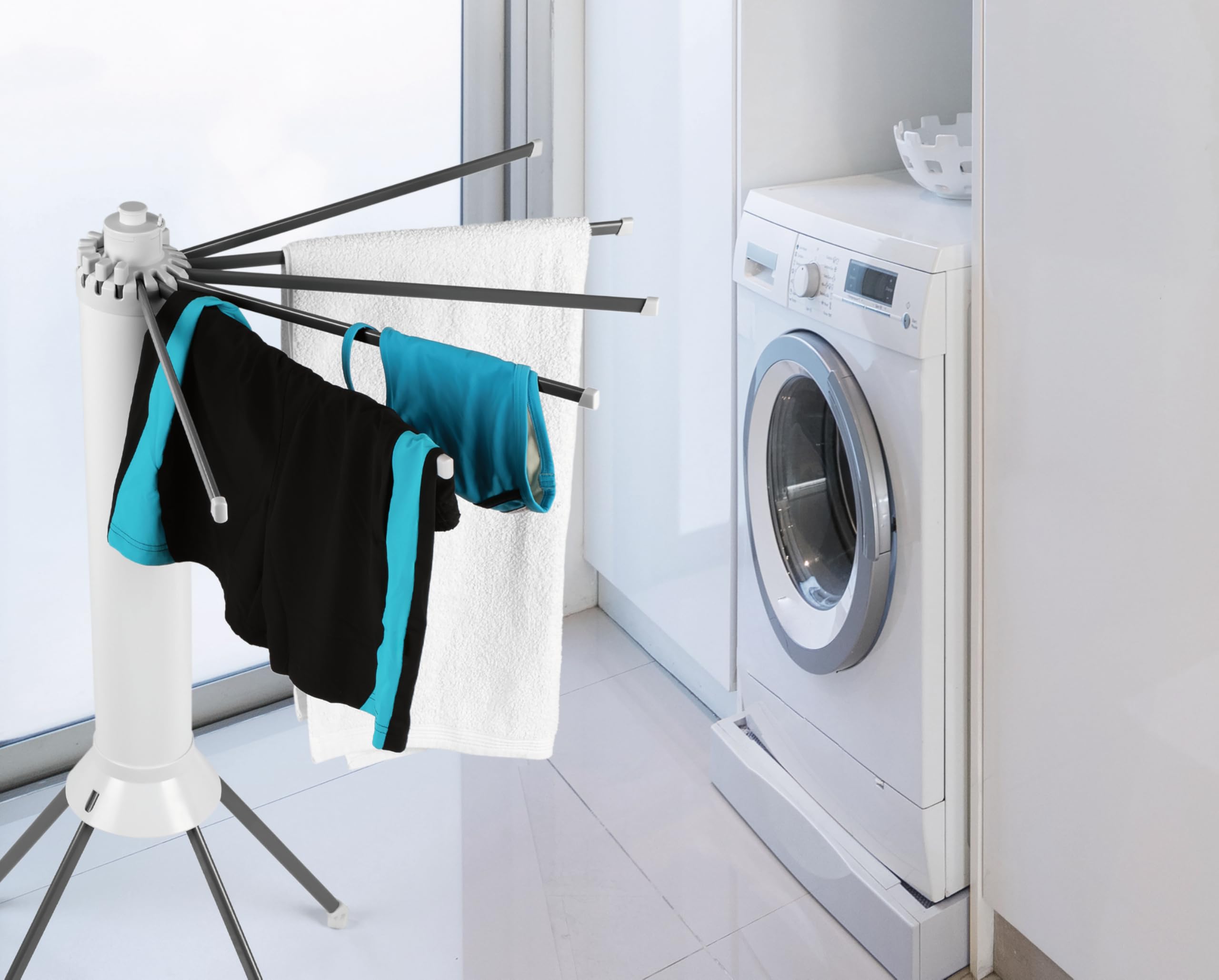 EASYmaxx - Tendedero de Ropa abatible 800 – Plegable, de Montaje Variable con 16 Brazos | Tendedero con Sistema | Individualmente Adaptable al Espacio y cantidad de Ropa | Ahorra Espacio y es Estable