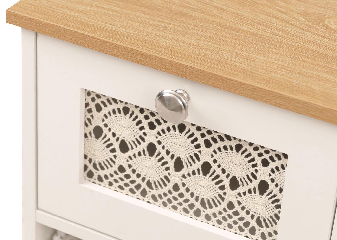 Mendler Comò HWC-O75, cassettiera, 3 cassetti a cestello decorativi legno melamina 63x30x30cm - bianco naturale