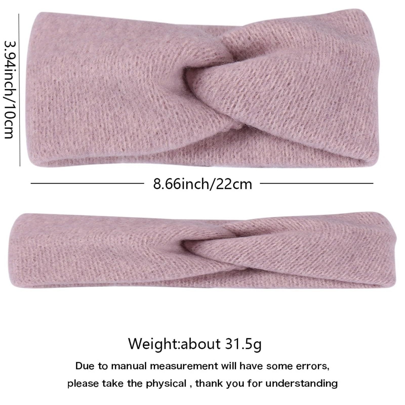 Stirnband 3PCS Winter Breite Stricken Kreuz Stirnband for Frauen Mode Einfarbig Elastische Yoga Turban Verband Bandanas Haarbänder Winter Stirnband(Pink)