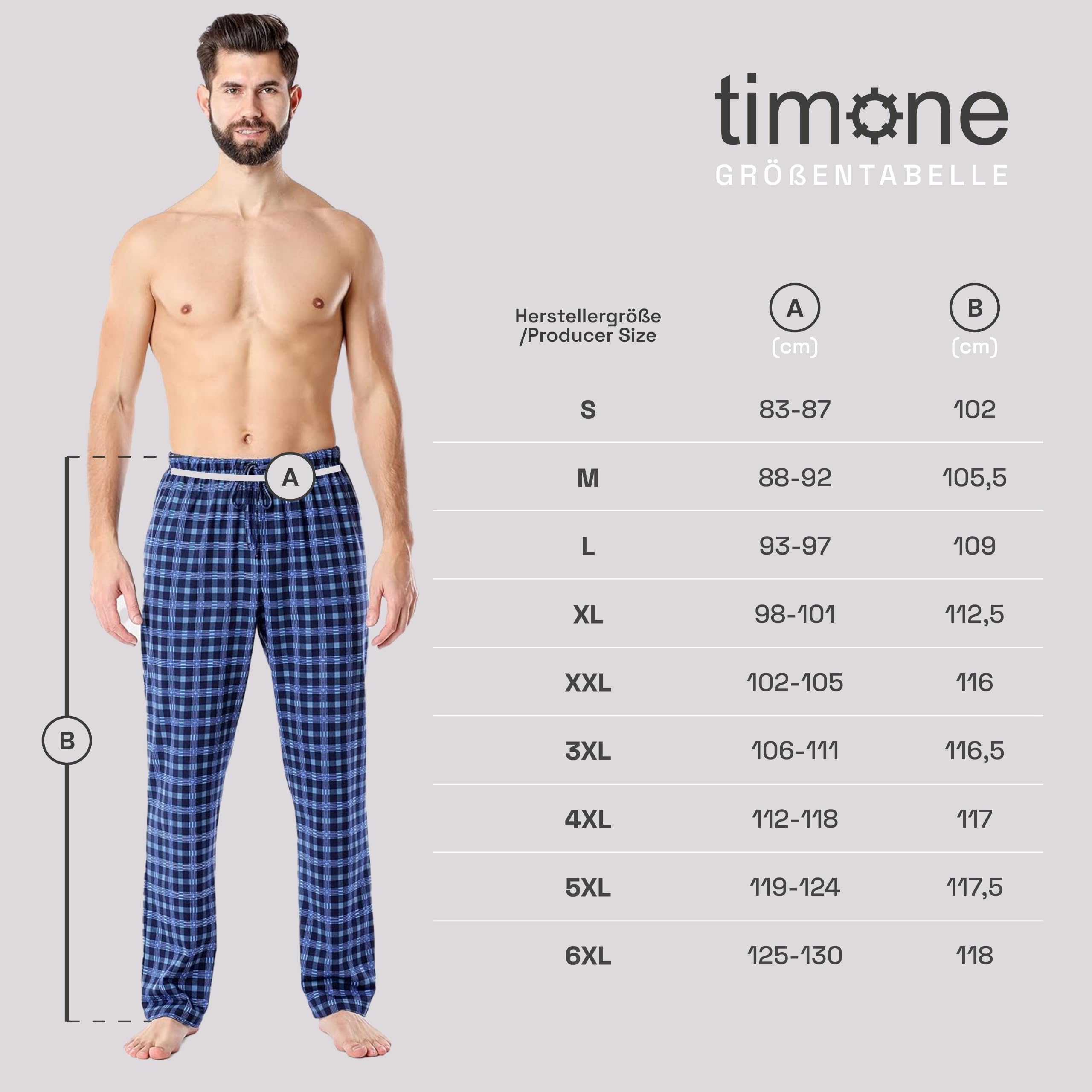 Timone Pantalon Pyjama Homme 100% Coton - Bas de Pyjama Confortable, Respirant, Coupe Droite, Taille Élastique, Poches Pratiques - Idéal Nuit, Détente, Maison - TPP-001