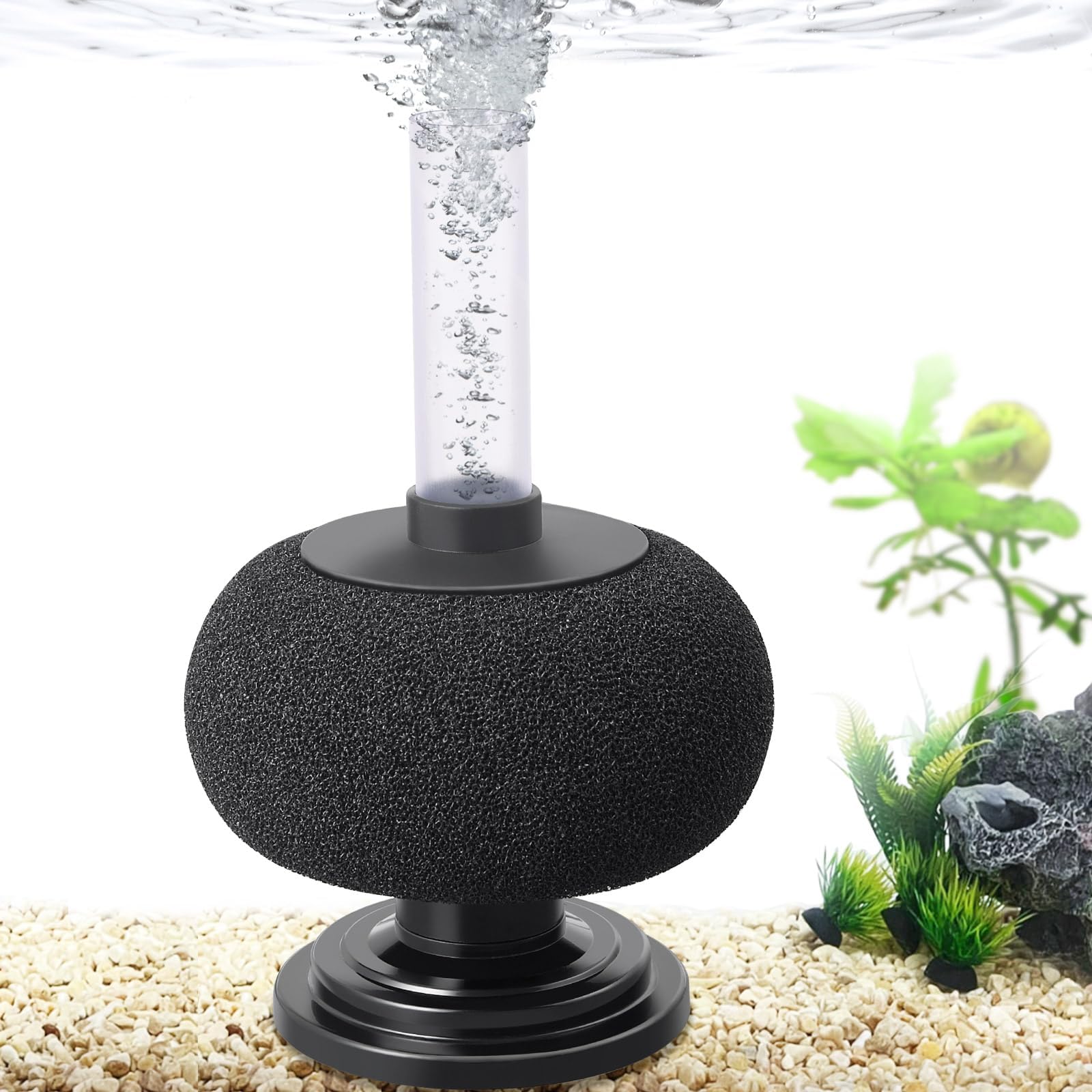 HITOP Diameter 4in Aquarium Bio Sponge Filter: 5-40gallon Air-Powered Fish Tank Filter, Quiet Filter for Aquarium/Betta Tank/Shrimp Tank/Fry Tank