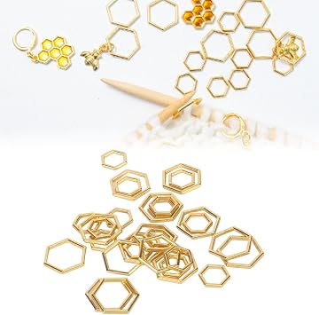 Hztyyier 30PCS Hexagon Knitting Stitch Markers Lightweight Zinc Alloy Crochet Locking Needle Clip for DIY Sewing Weaving