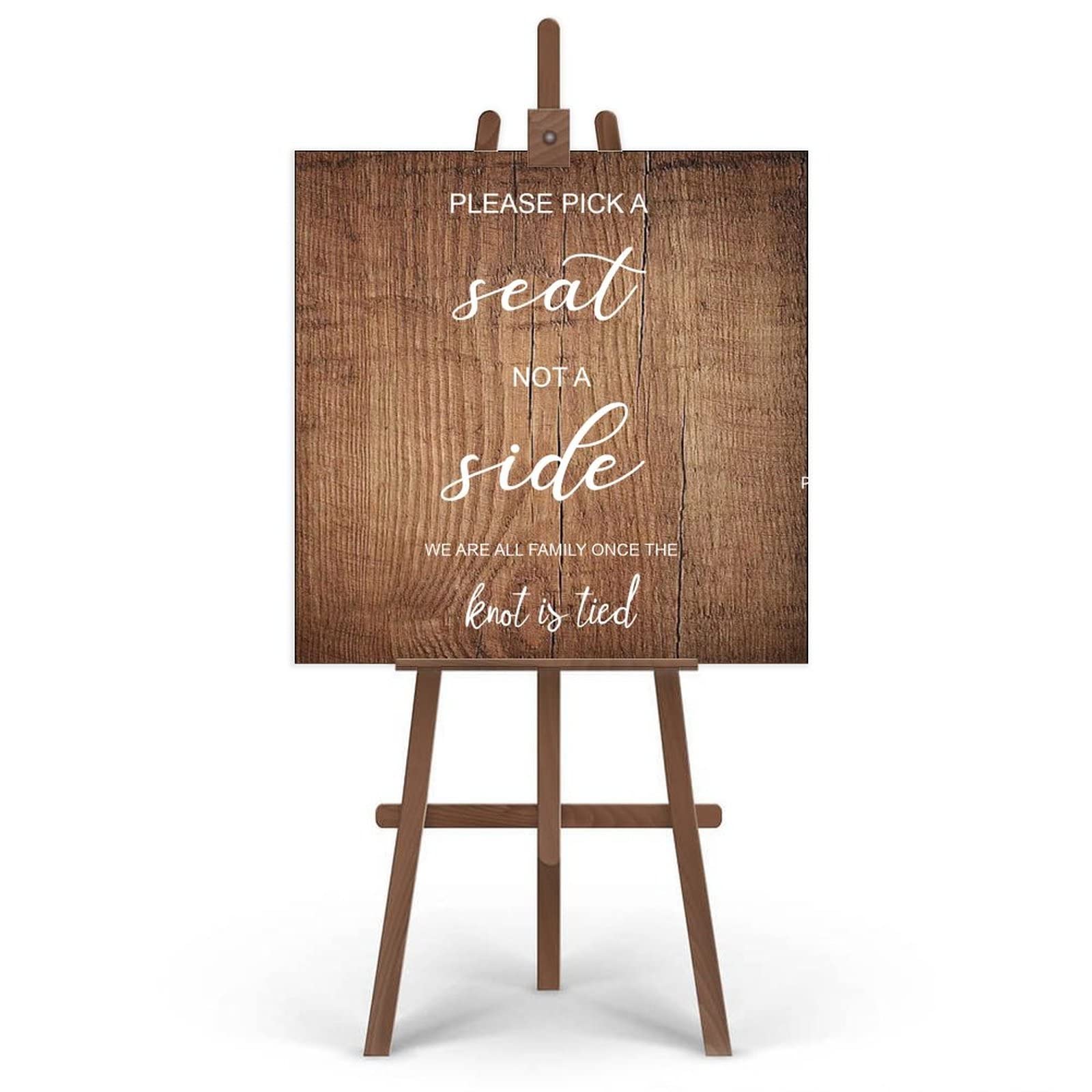 Schild mit Aufschrift "Please Pick A Seat Not A Side, Welcome to Our Wedding Sign/Reception", Sitzplan, rustikales Holz, Boho-Zeremonie, 50,8 x 50,8 cm