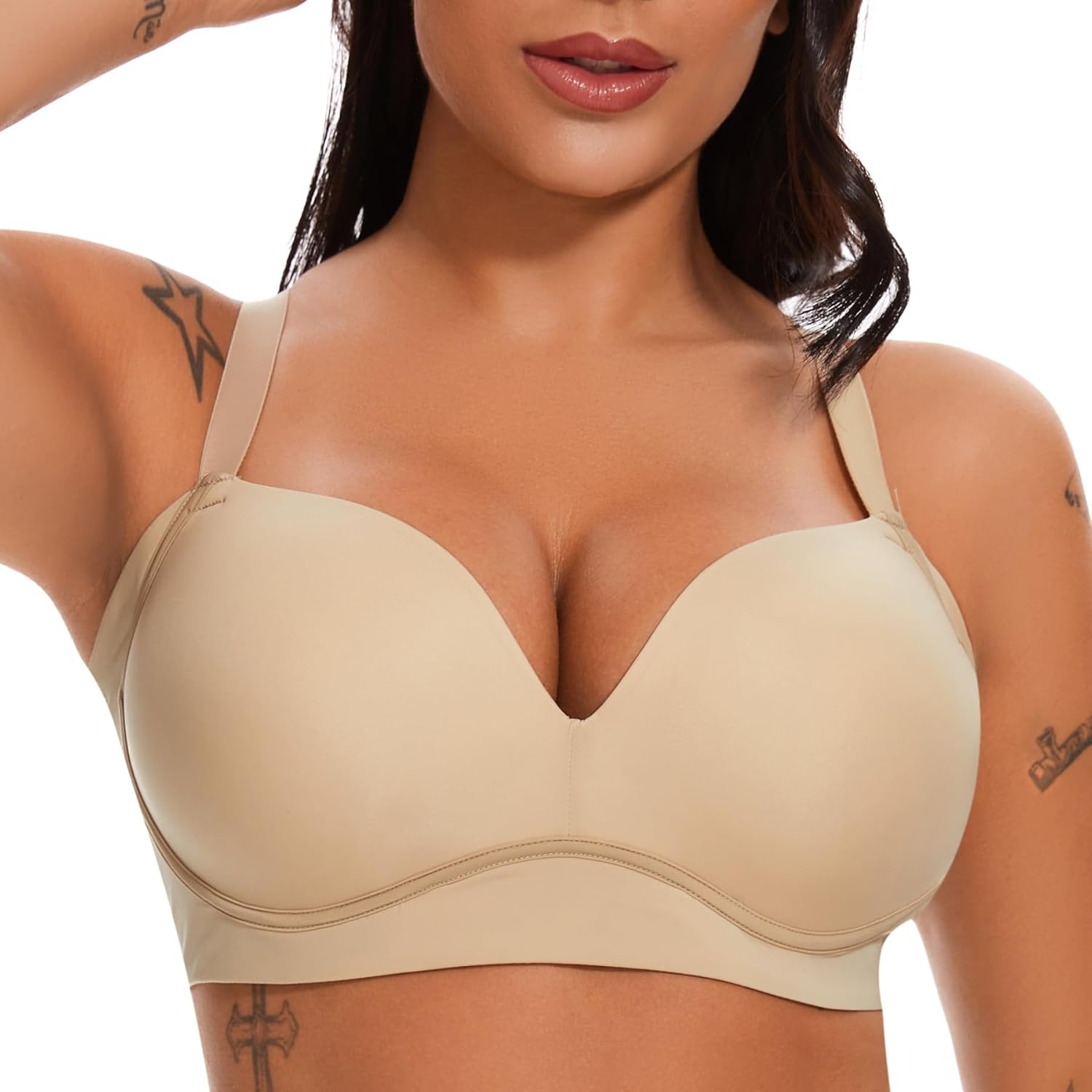 SEA BBOT Women Wireless Push Up Bra Side Smoothing T-Shirt Bra Add One Cup - Image 2