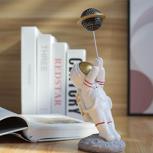 Miniatura 6 de BUTILIVEEN Decoración de astronauta, figuras y esculturas de globos de astronauta, dormitorio temático espacial, escritorio, decoración de estantes,