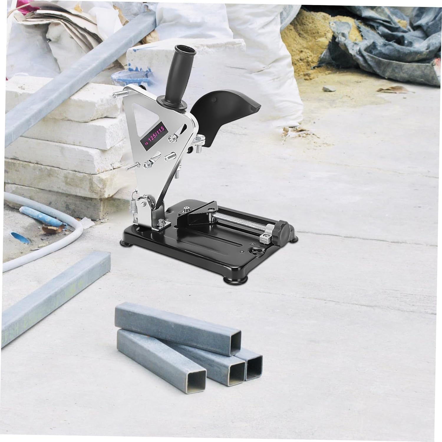 NUOBESTY Adjustable Angle Grinder Stand Base Heavy Duty Desktop Holder with Protective Cover Ergonomic Handle for Enhanced Stability and Multi Angle Support for Grinding Tasks