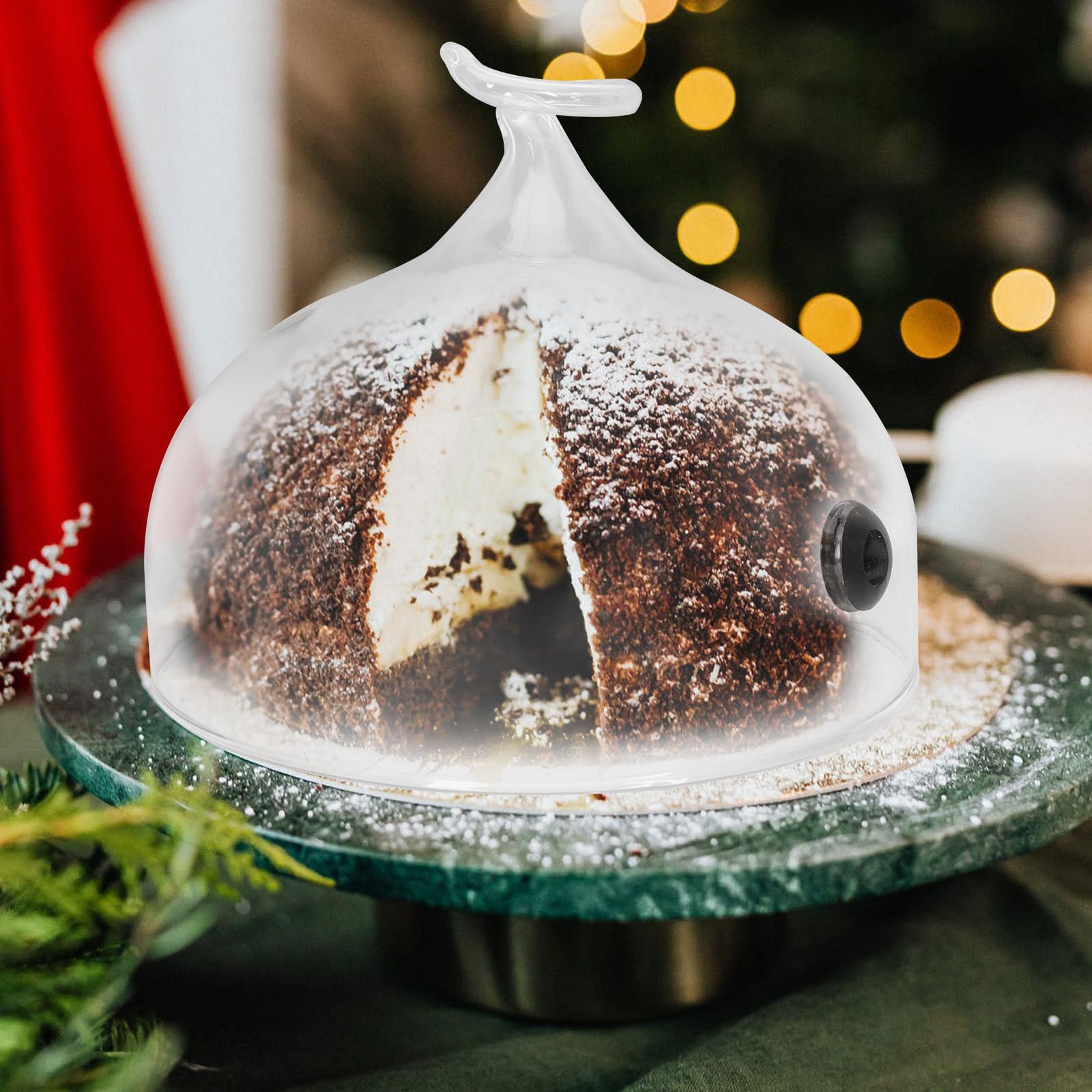 ifundom Glasglocke Vielseitige Lebensmittelabdeckung Kuchenpräsentationsabdeckung aus Glas mit Insektenschutzfunktion und Rauchglocke für Küche und Zuhause