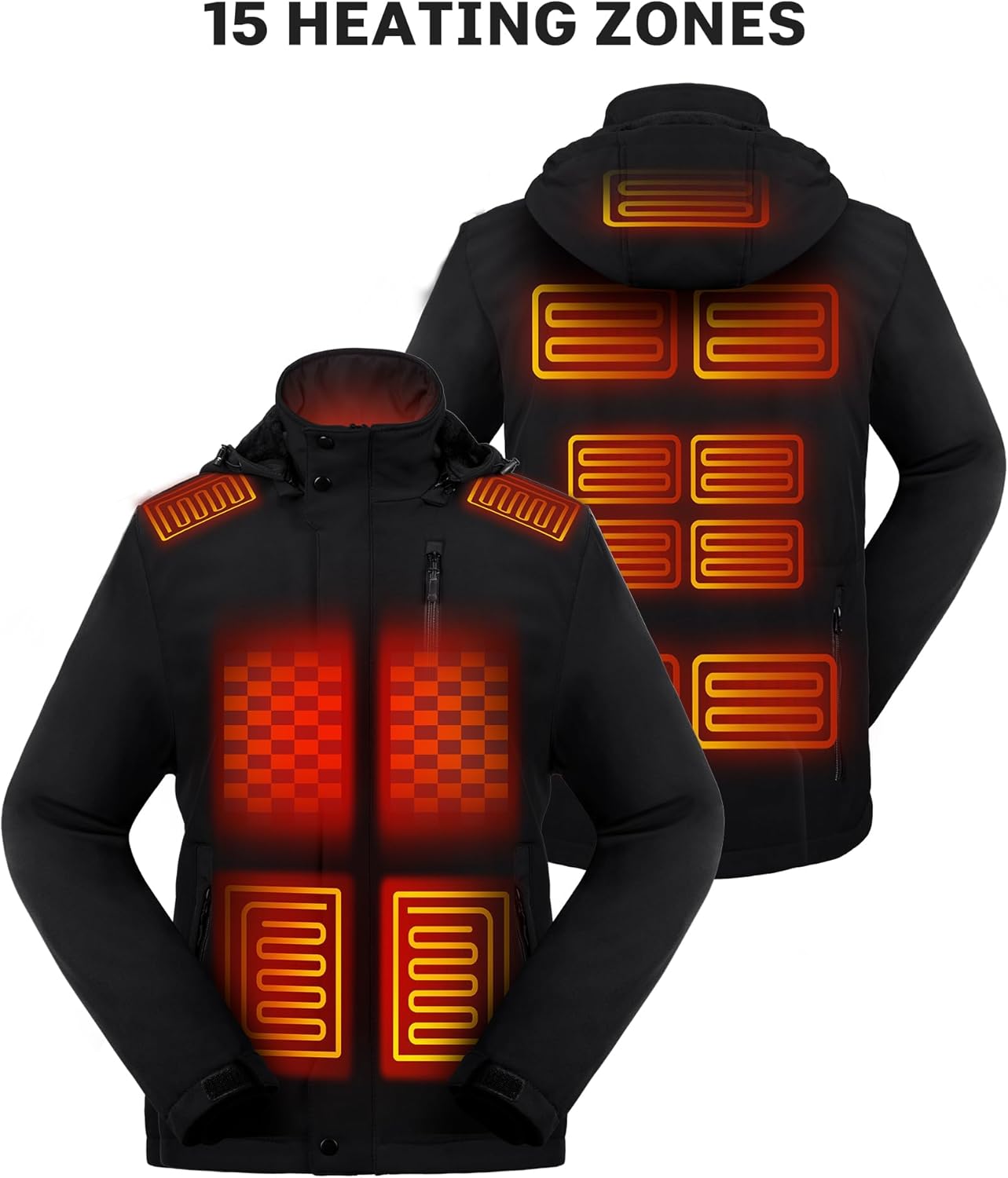 Heated Jacket for Men, Winter Heating Coat Men's Outdoor Coat with Detachable Hood - Image 4