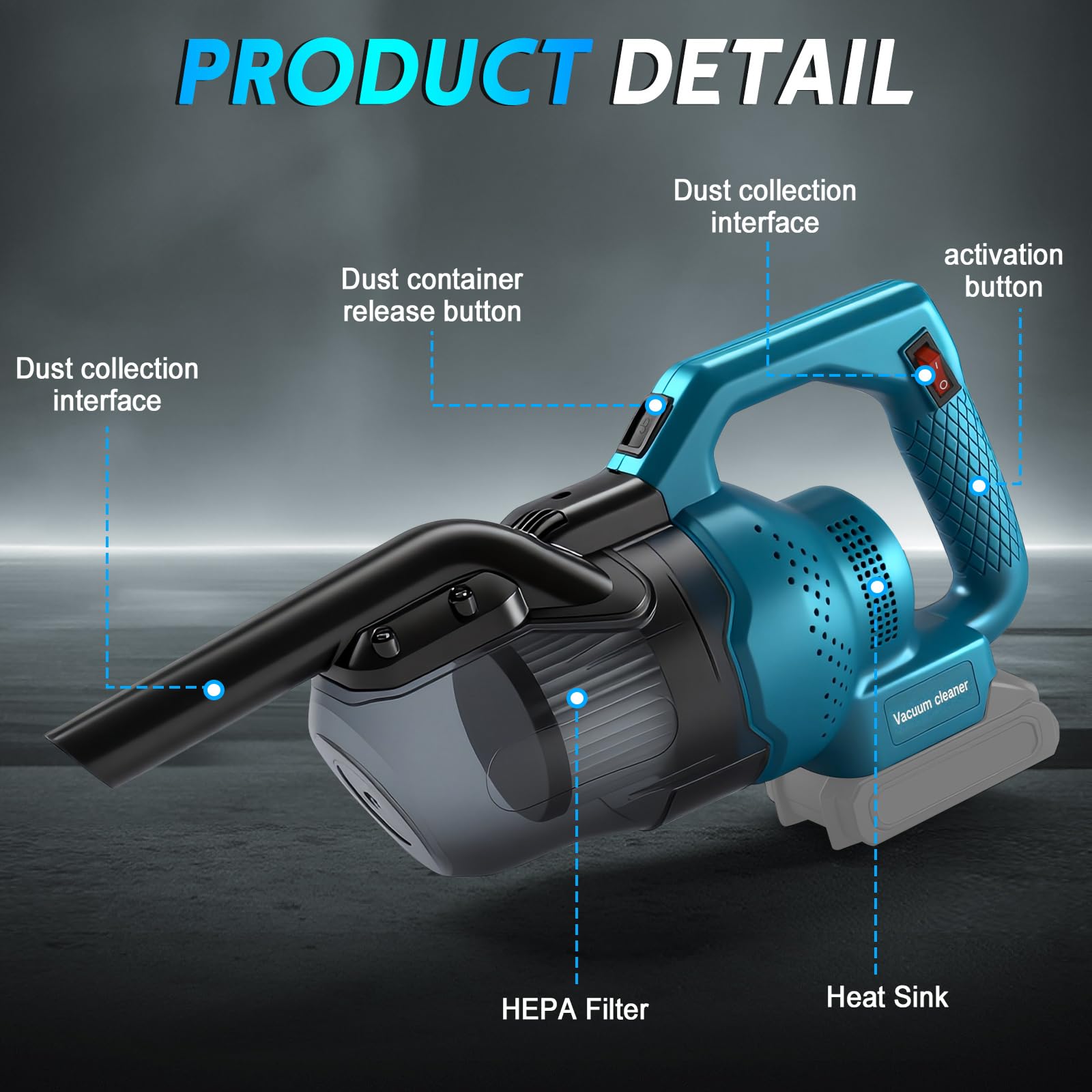 Aspirapolvere manuale a batteria Makita 18 V, aspirapolvere multifunzione 4 in 1, ugello per pavimento, contenitore 0,7 l, per casa e auto, peli di animali