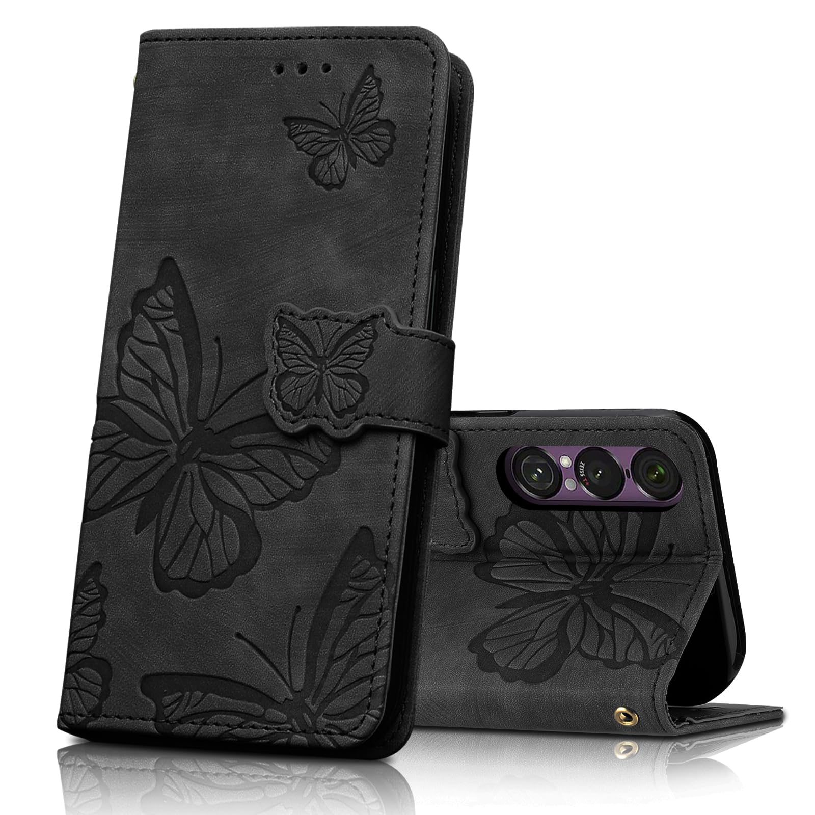 CXTcase Handyhülle für Sony Xperia 1 VII Hülle,Schutzhülle Flip Case,PU Leder Magnetische Schmetterlings Lederhülle Tasche für Sony Xperia 1 VII,Schwarz