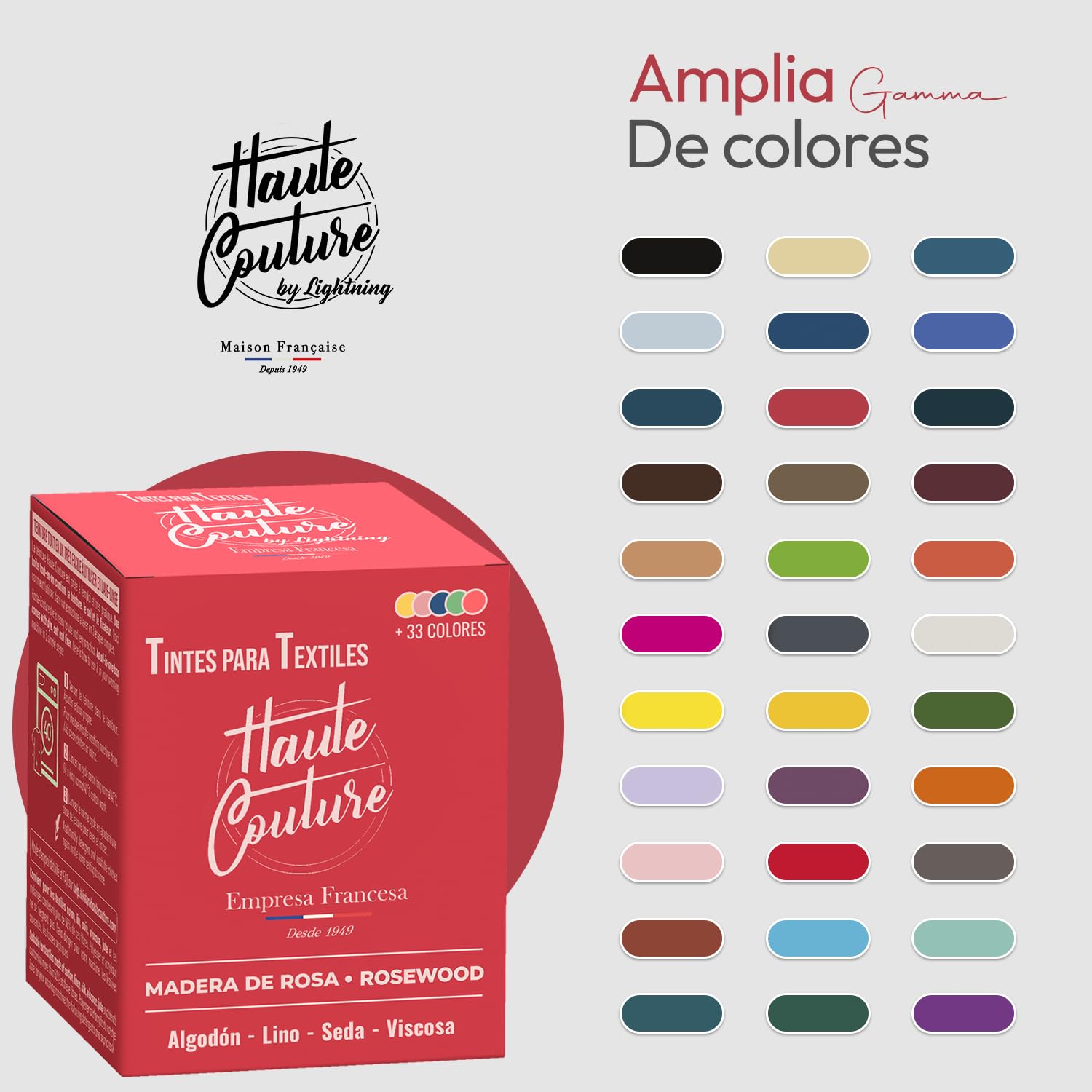 Haute Couture - Tinte para Ropa y Textil Rosa - Madera de Rosa - 350g - Tinte Textil Todo en uno - Listo Para Teñir Ropa y Tejidos