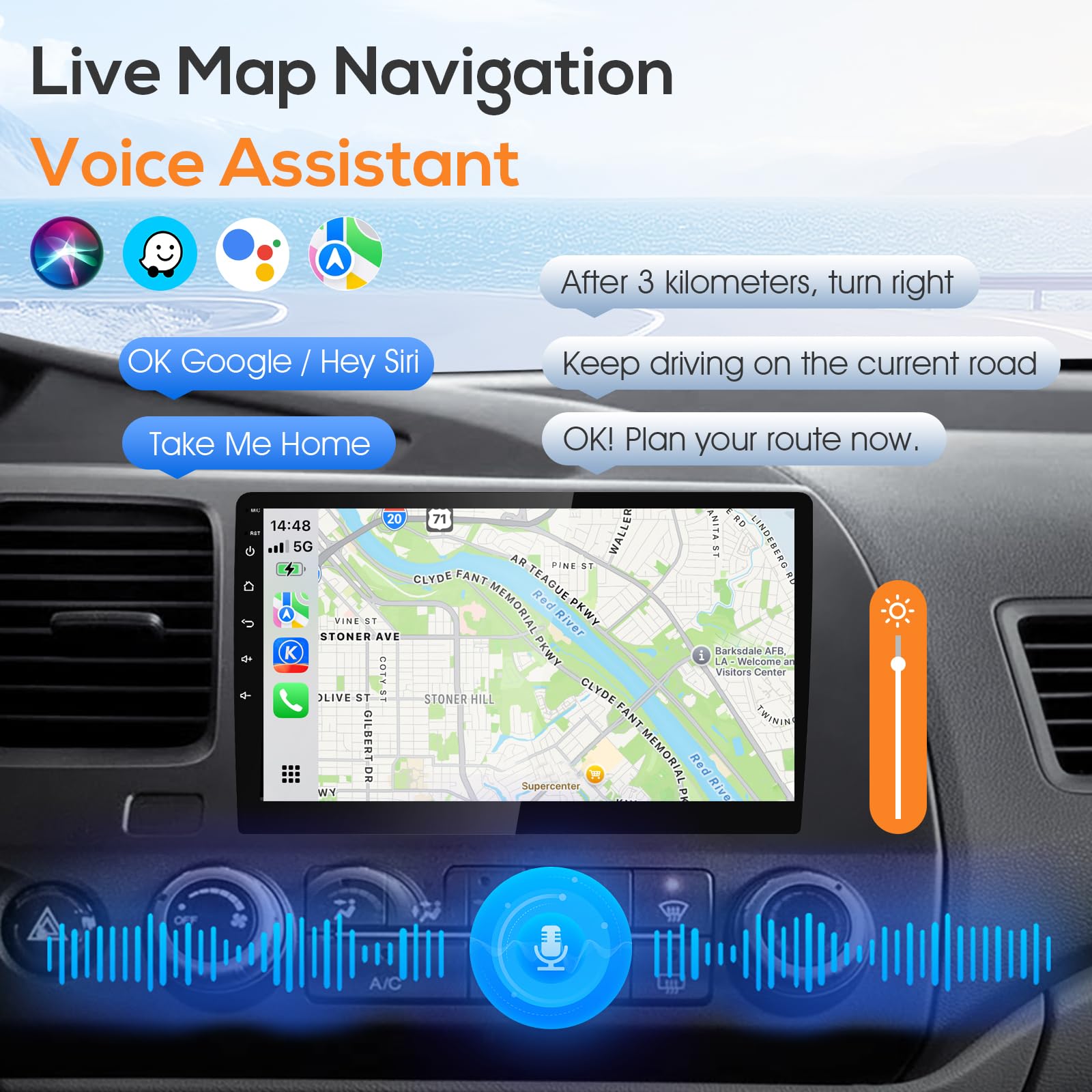 Haudio 2 Din Radio Samochodowe z CarPlay i Android Auto, 10.1Calowy Ekran z Mirror Link,GPS,Sterowanie Głosowe,SWC/FM/AM/RDS,25 Zestawów UI Pasującego do Wszystkich Samochodów,Bez Kamery Cofania 2+64G