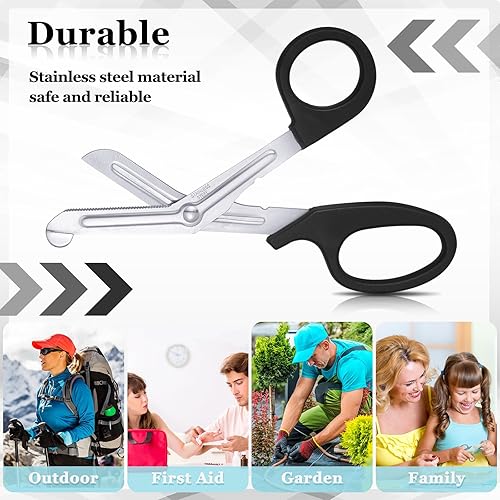 Miniatura 10 de Chumia Tijeras de acero inoxidable, 3 unidades, tamaño compacto, tamaño de bolsillo, tijeras de enfermería con 3 carretes retráctiles, tijeras de