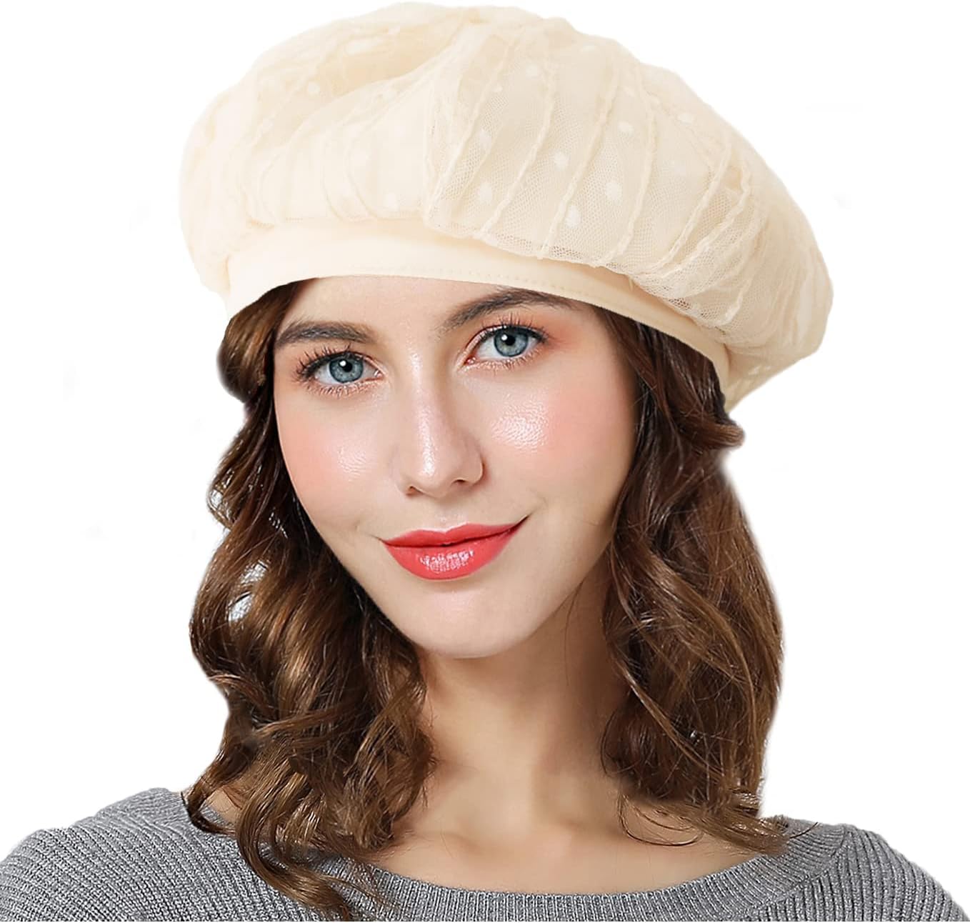 Women’s Lace Beret French Style Vintage Summer Spring Octagonal Cap Hats for Ladys