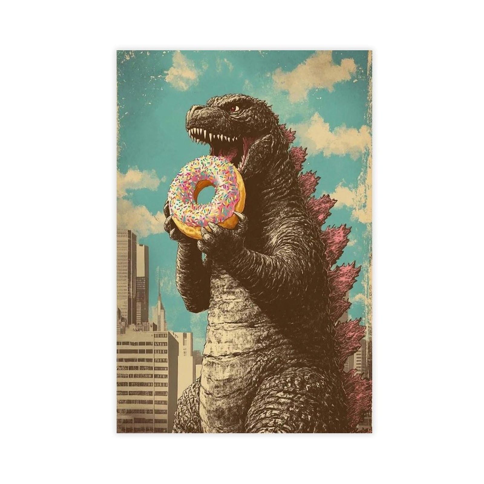 BNCEDJK Godzilla Donut Poster Canvas Poster Bedroom Decor Landscape Decor Gift 12x18inch(30x45cm)