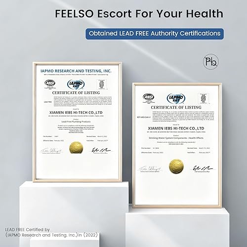 Miniatura 8 de FEELSO Grifos de cocina, grifo de cocina de agua con filtro mejorado con rociador extraíble, acero inoxidable de níquel cepillado, arco alto, grifo