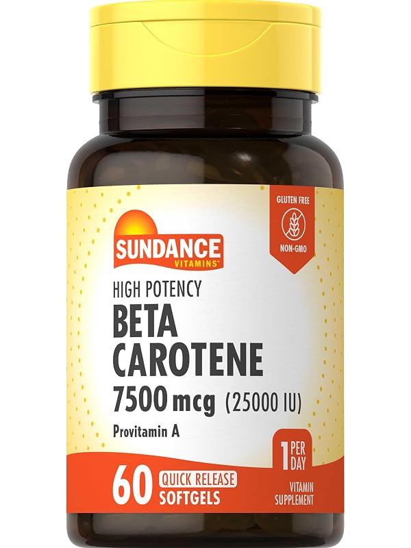 Sundance Suplemento de Betacaroteno 7.500 mcg (25.000 UI) 60 cápsulas gelatinosas