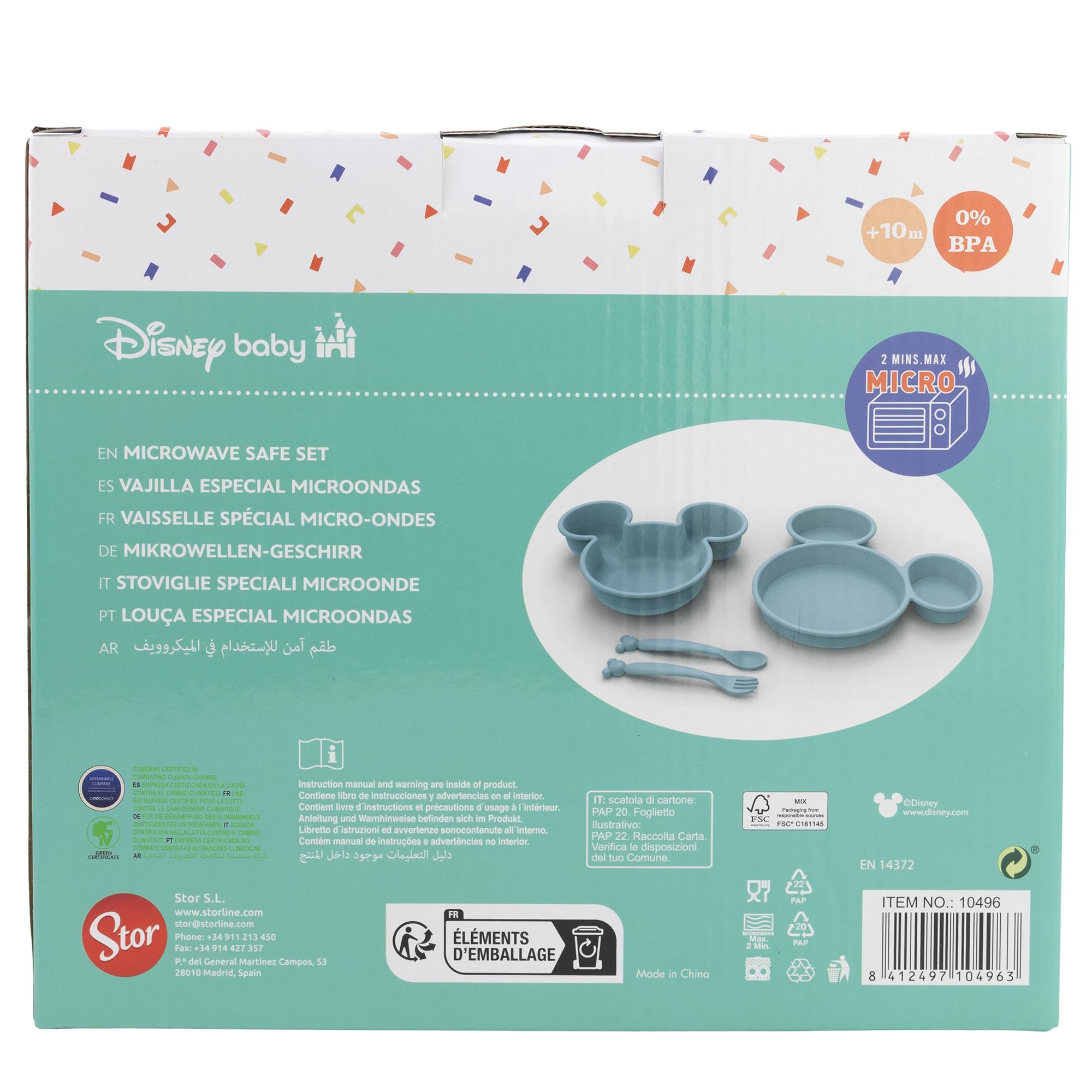 SET TODDLER 4 PCS VAJILLA PP (PLATO, CUENCO Y CUBIERTOS) EN CAJA MICKEY MOUSE