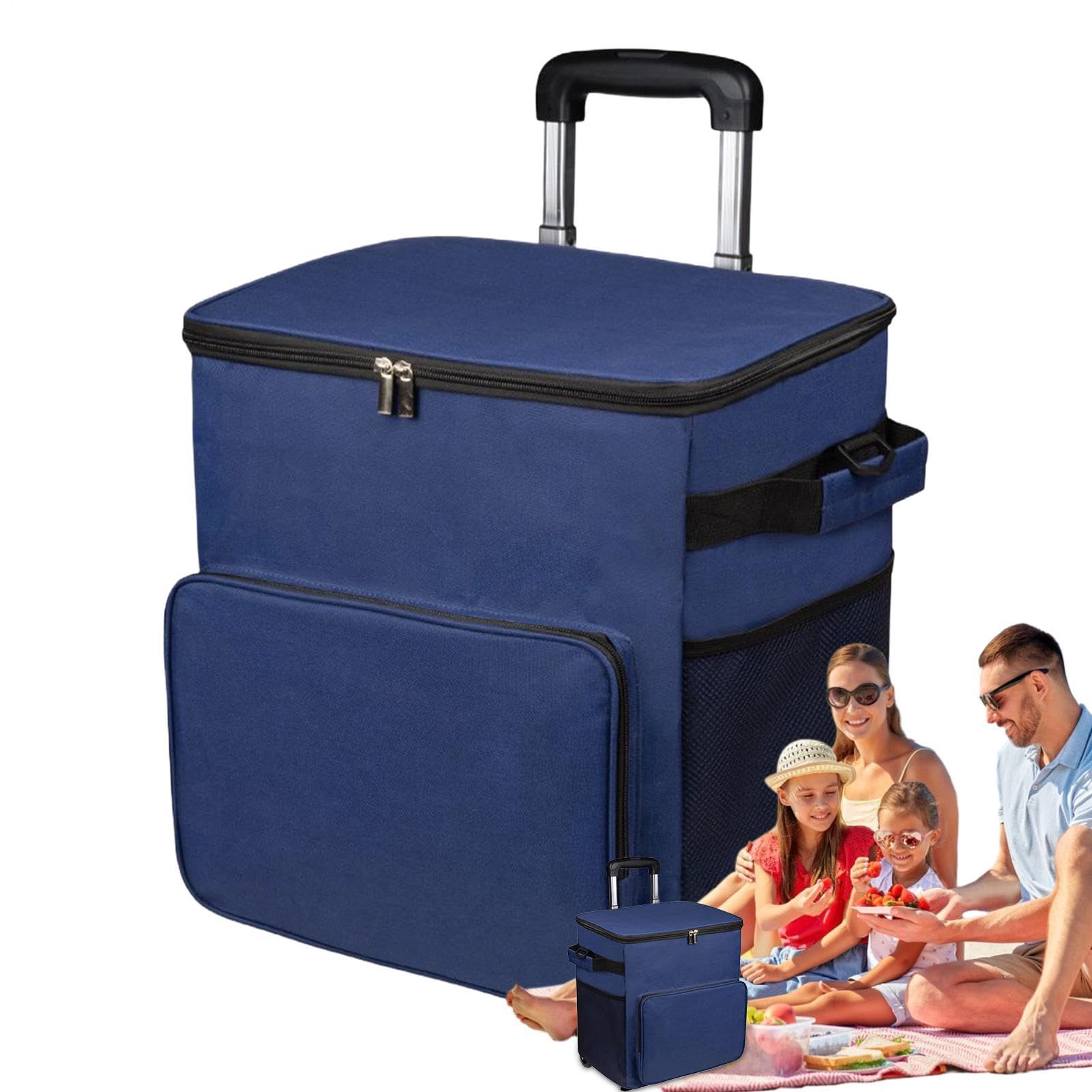Frigorifero con ruote, 90 x 33 x 28 cm, isolato a prova di perdite, frigo da viaggio portatile e patio all'aperto, picnic, campeggio, shopping, viaggi in spiaggia, magazzino