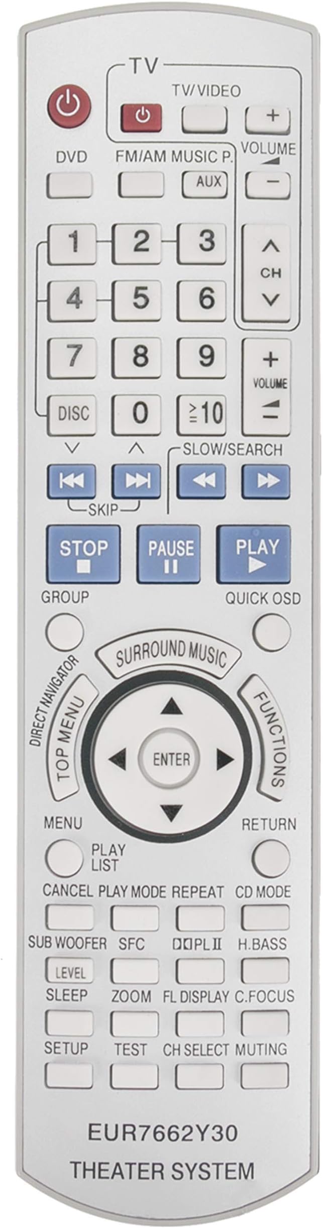 VINABTYNew EUR7662Y30 Replaced Remote Fit for Panasonic DVD Home Theater Sound System SC-HT740 SC-HT940 SC-HT743 SA-HT743 SA-HT940 SA-HT740