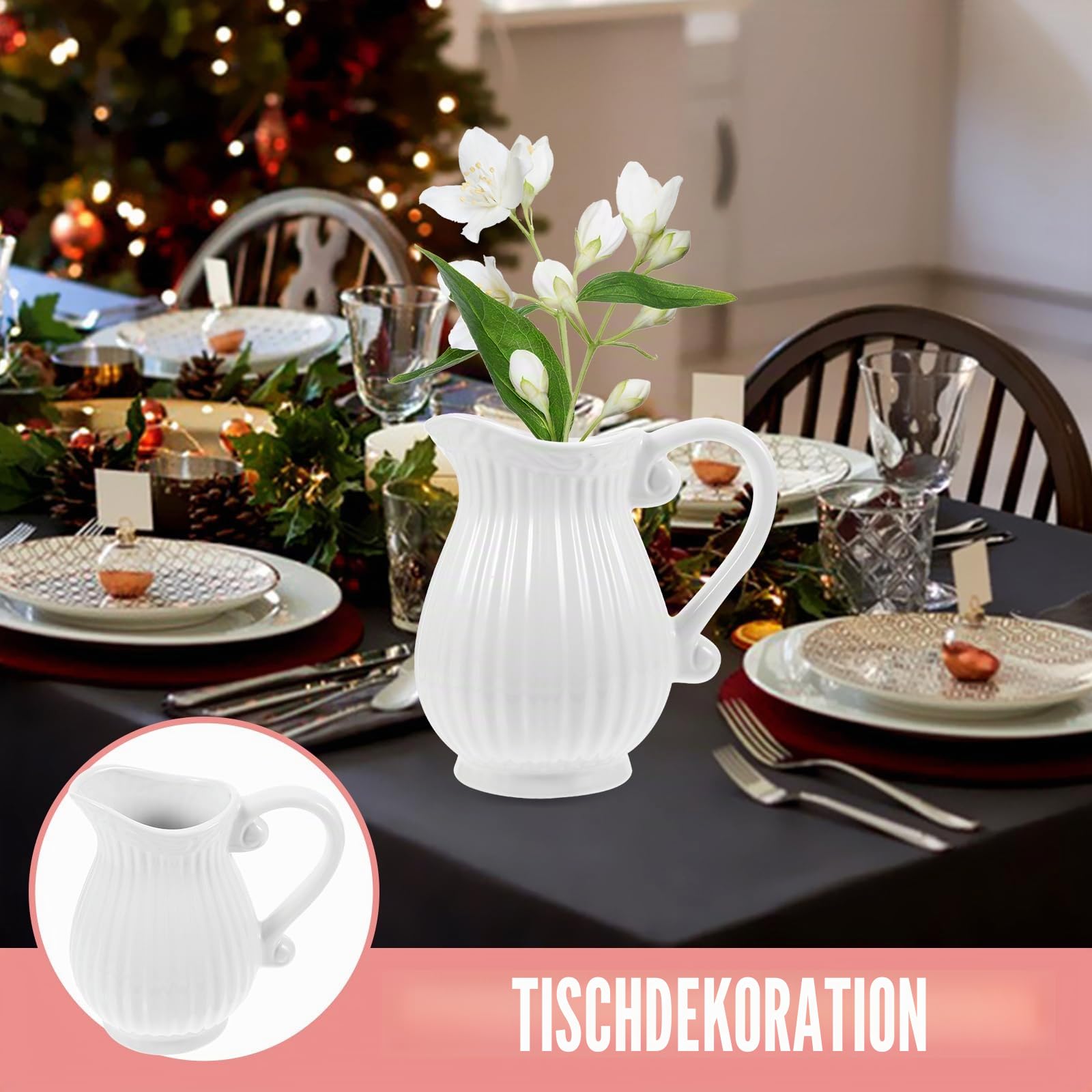 Amosfun Vase Mit Blumenkrügen Gießkanne Dekorative Blumenvase Dekorative Vasen Für Luxuszimmer Rustikale Blumenvase Milchkännchenvase Alte Vase Französisch Keramik Weiß Blumenarrangement