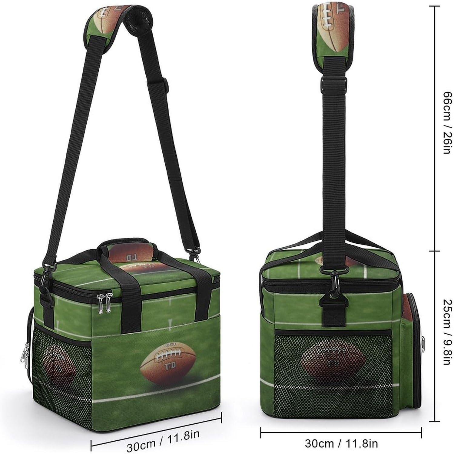 Camping Ice Pack, American Football Field Ball Sport Print Cooler Bag, 22.5L Large Capacity Insulated Lunch Tote Bag for Outdoor, Picnic, BBQ, Travel, Work
