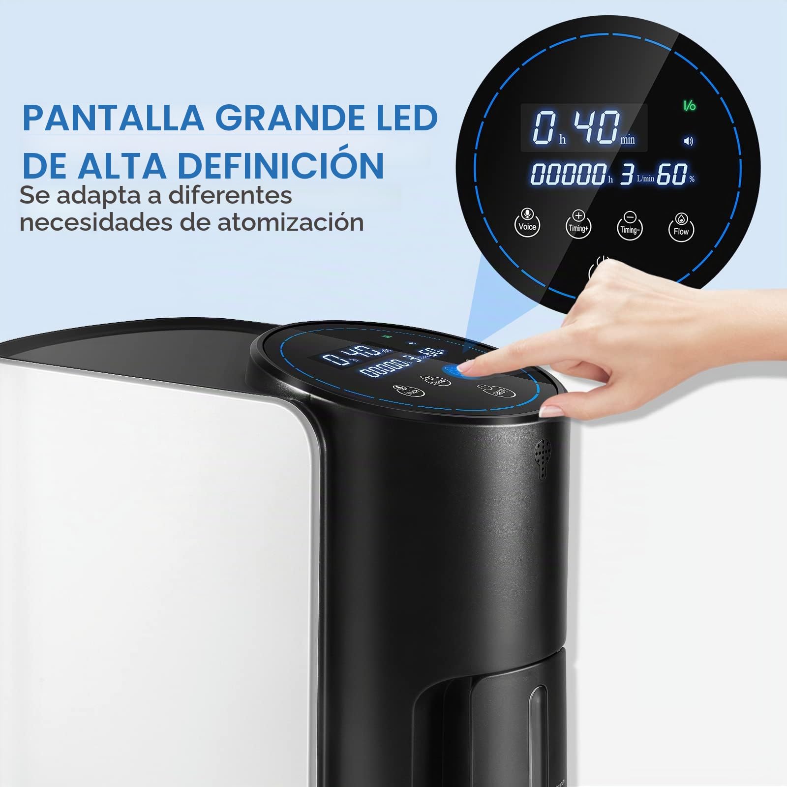 Concentrador de oxígeno portátil para el hogar, concentración ajustable de 1-7 L/min, máquina de oxígeno, dispositivo de oxígeno silencioso para el hogar