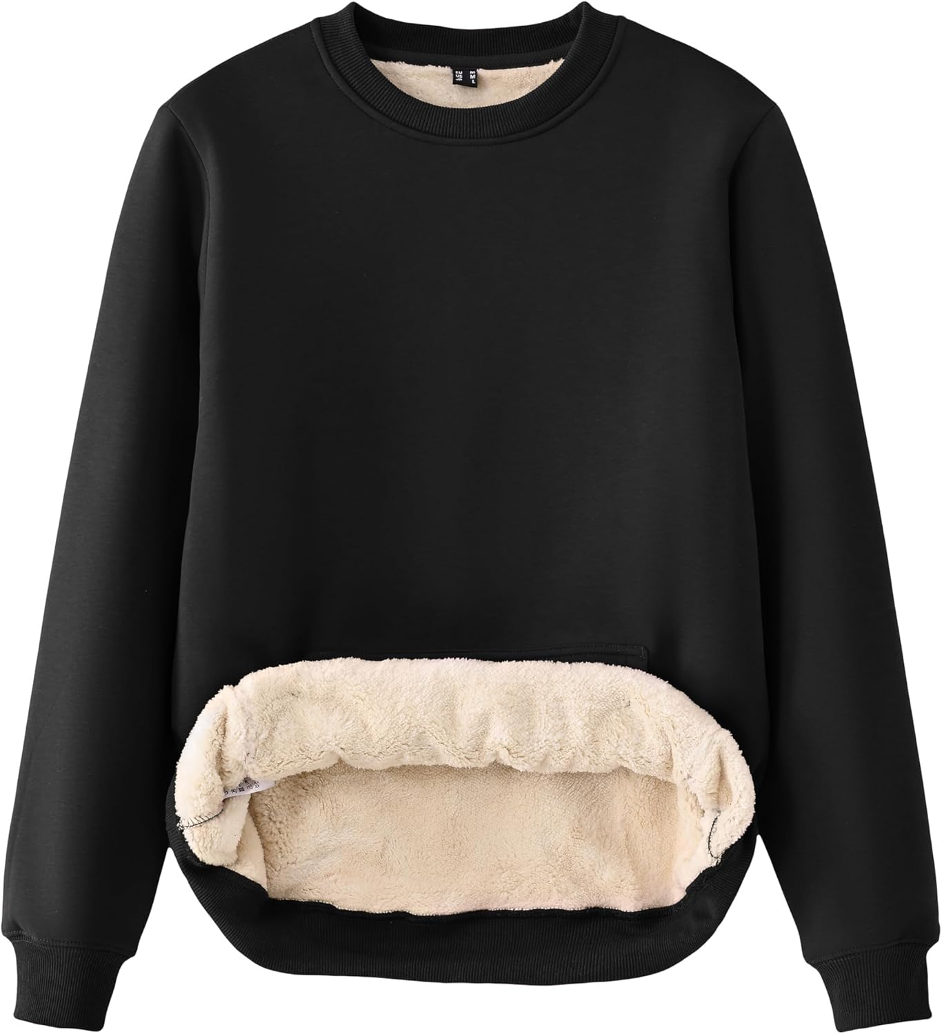 Tansozer Womens Sherpa Lined Crewneck Sweatshirt Warm Fleece Pullover Long Sleeve Winter Thermal Sweat Shirt