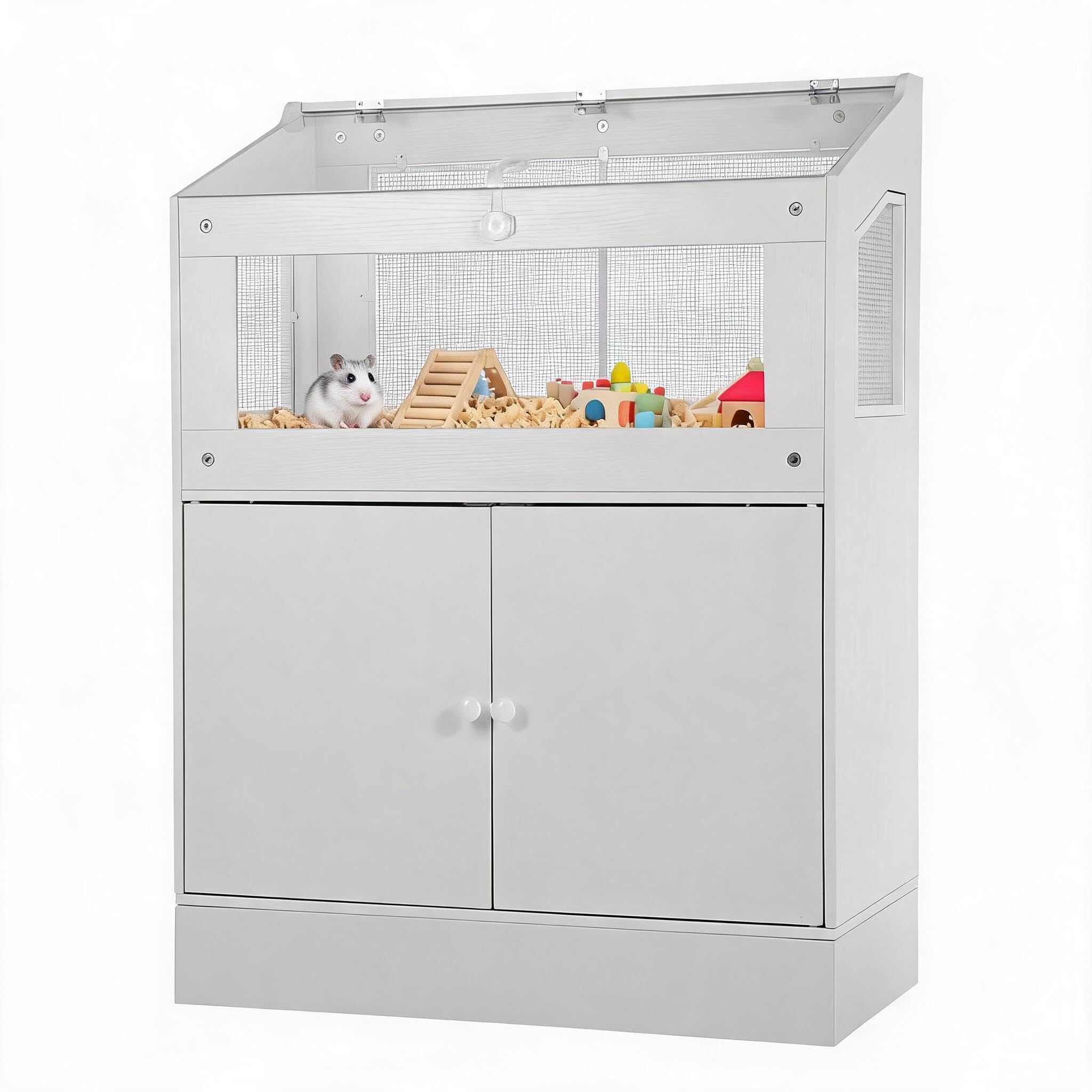 GarveeTech 80cm Wooden Hamster Cage, Small Pet Enclosure with Drawer